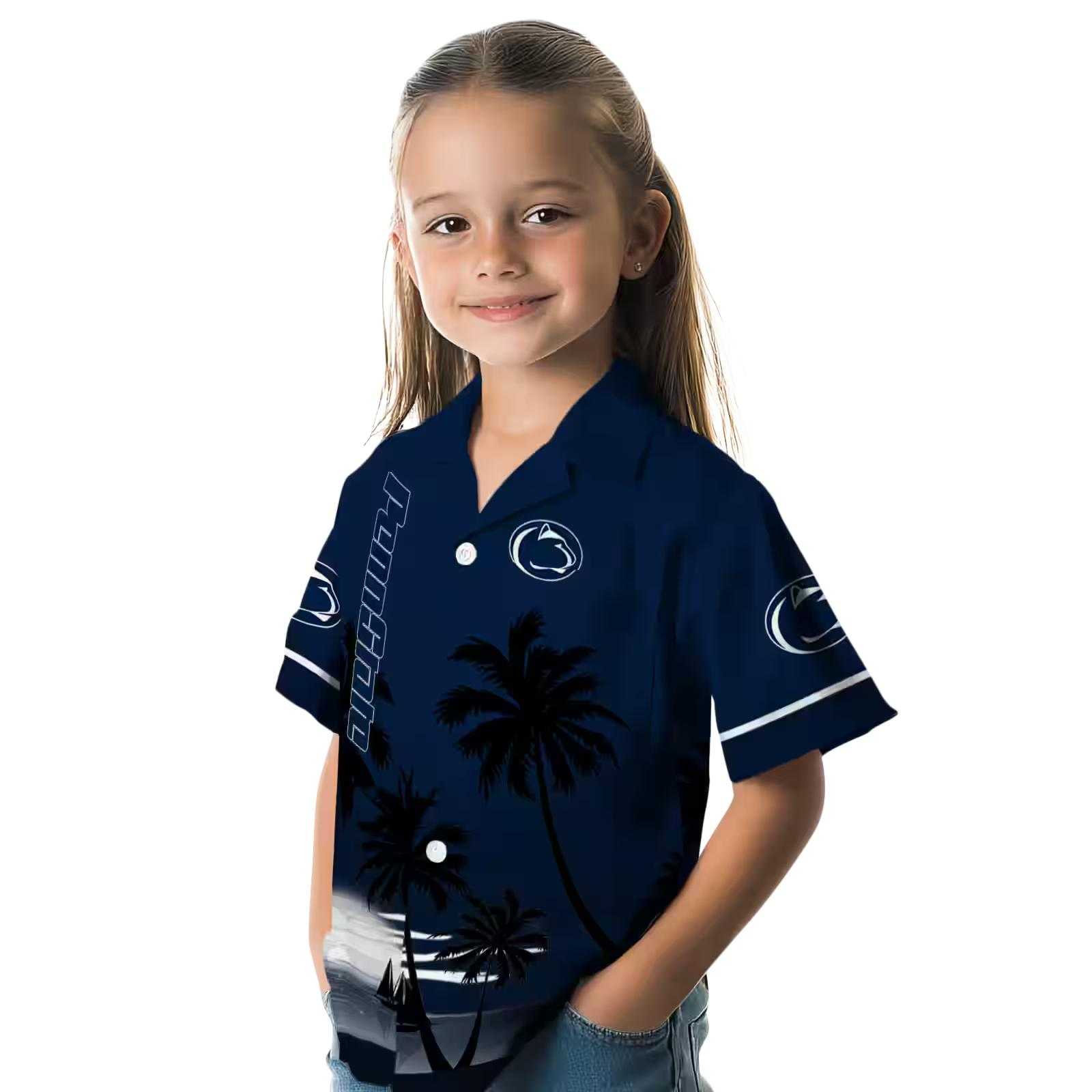 penn state nittany lions beach sunset blue black hawaiian shirt premium grade