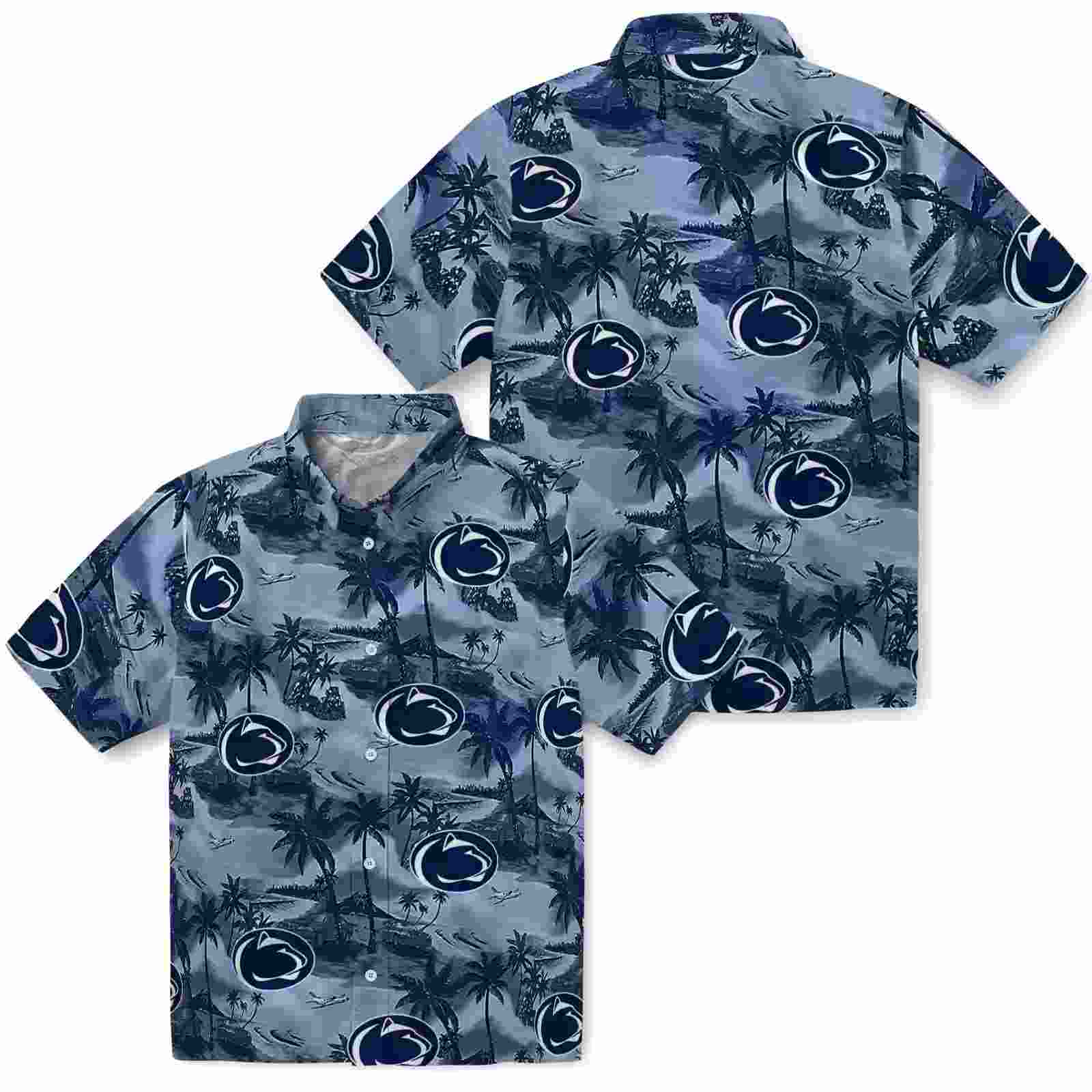 penn state nittany lions coastal palms blue hawaiian shirt high quality