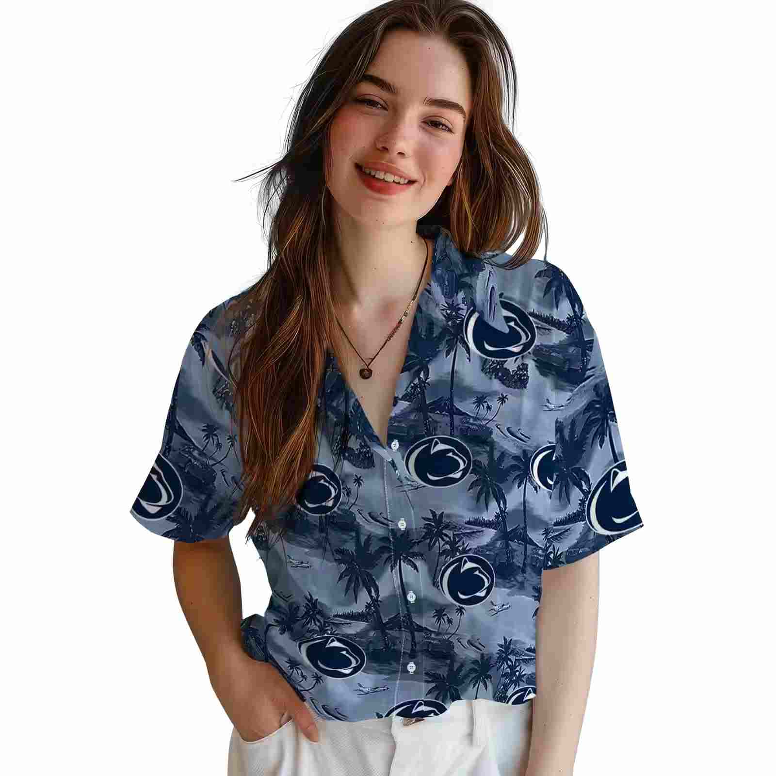 penn state nittany lions coastal palms blue hawaiian shirt latest model