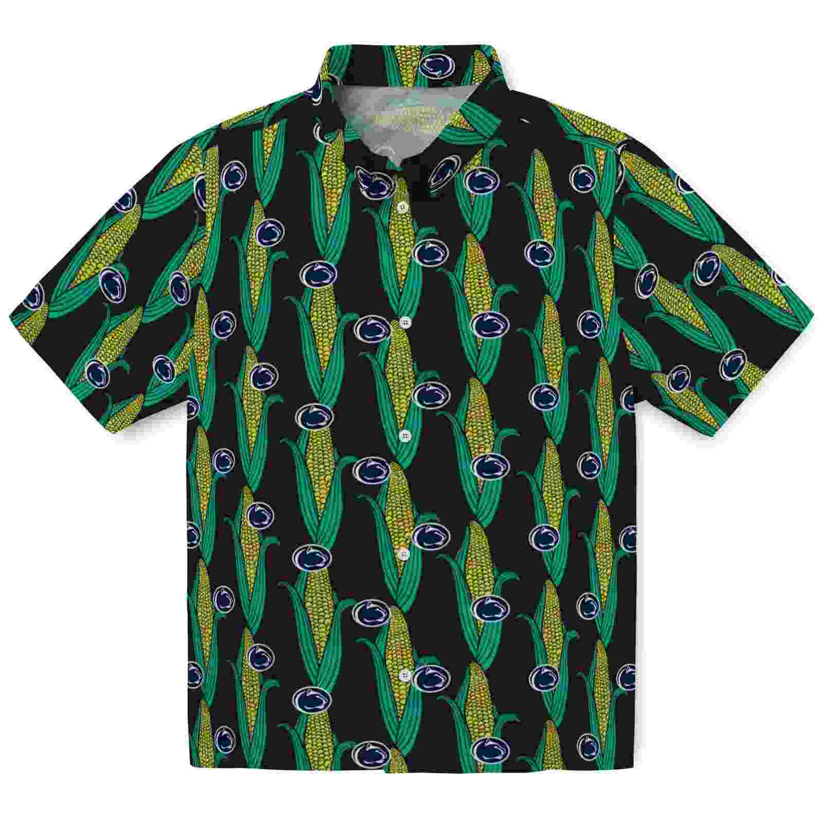 penn state nittany lions corn motifs black green hawaiian shirt best selling