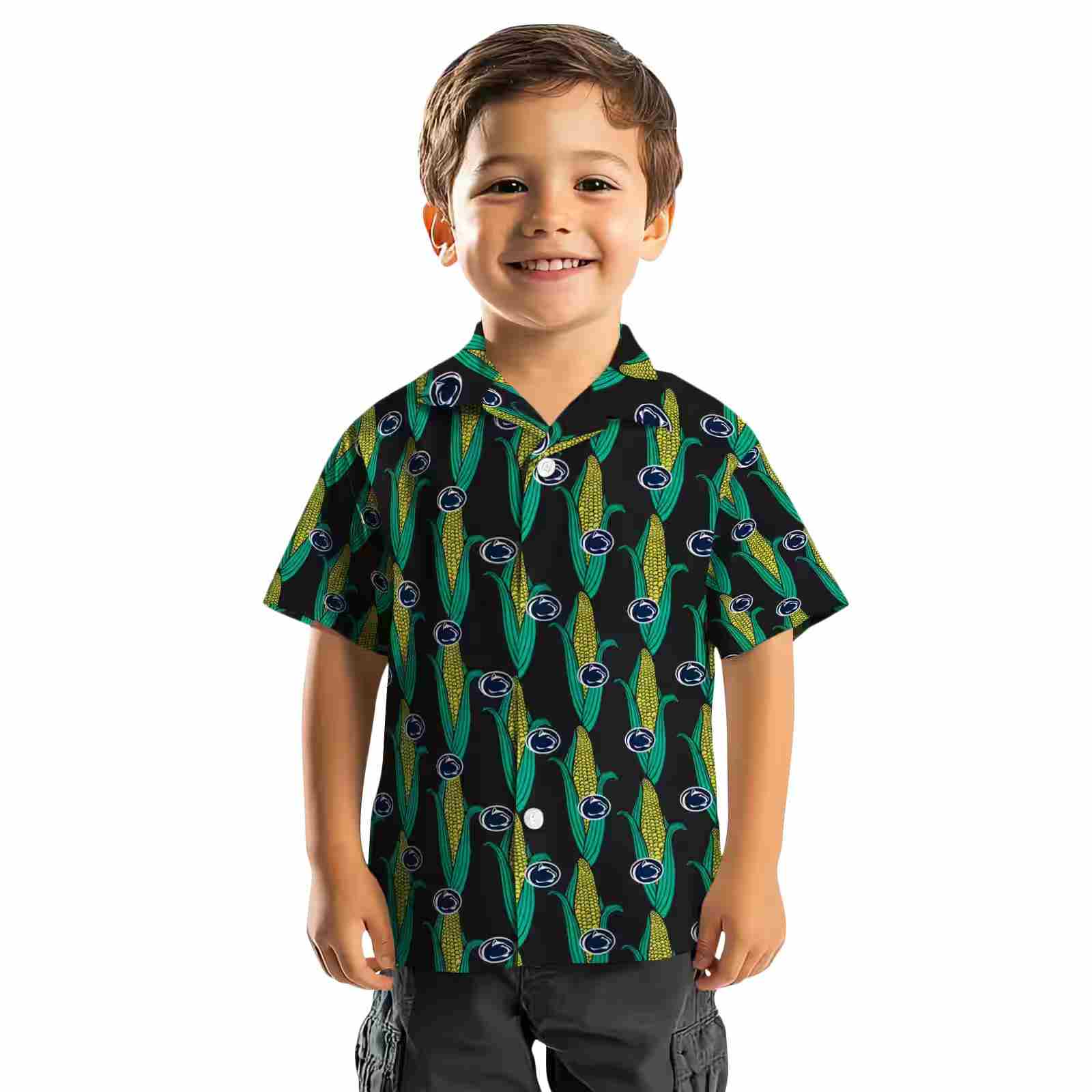 penn state nittany lions corn motifs black green hawaiian shirt top rated