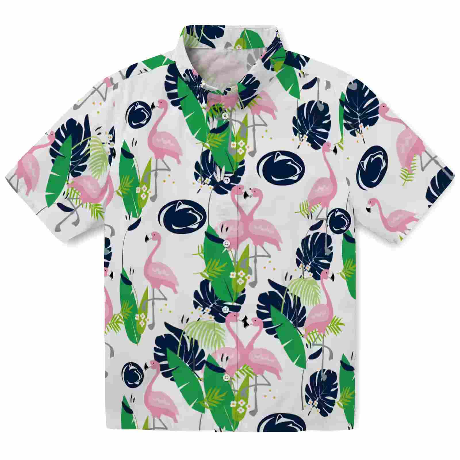 penn state nittany lions flamingo foliage blue green hawaiian shirt best selling