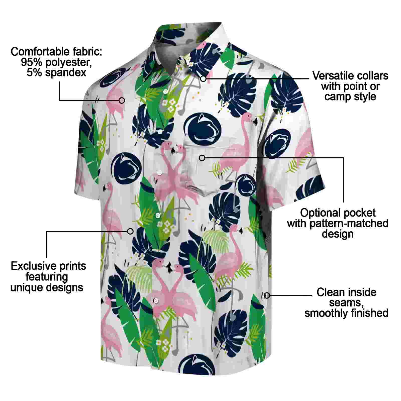 penn state nittany lions flamingo foliage blue green hawaiian shirt new arrival