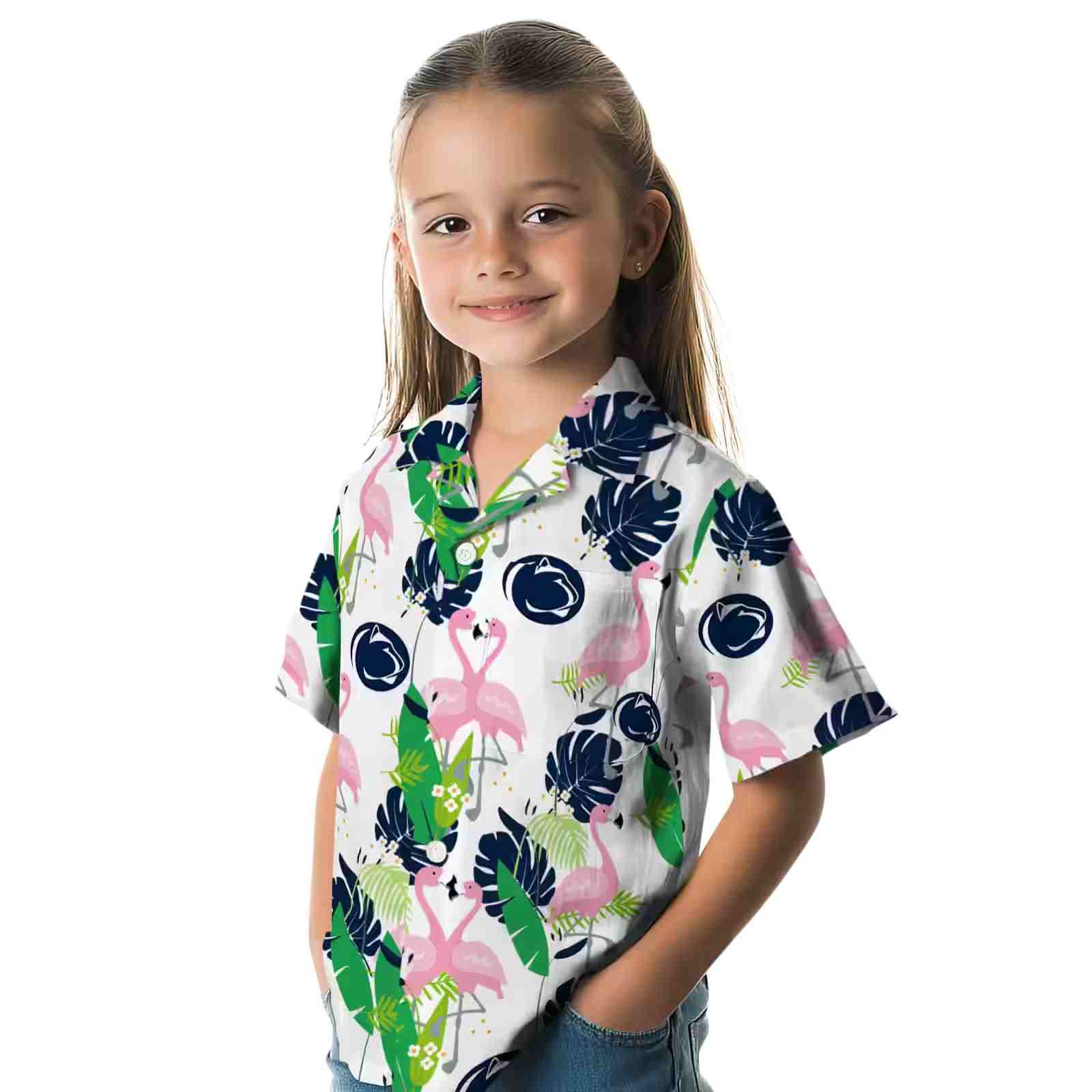 penn state nittany lions flamingo foliage blue green hawaiian shirt premium grade