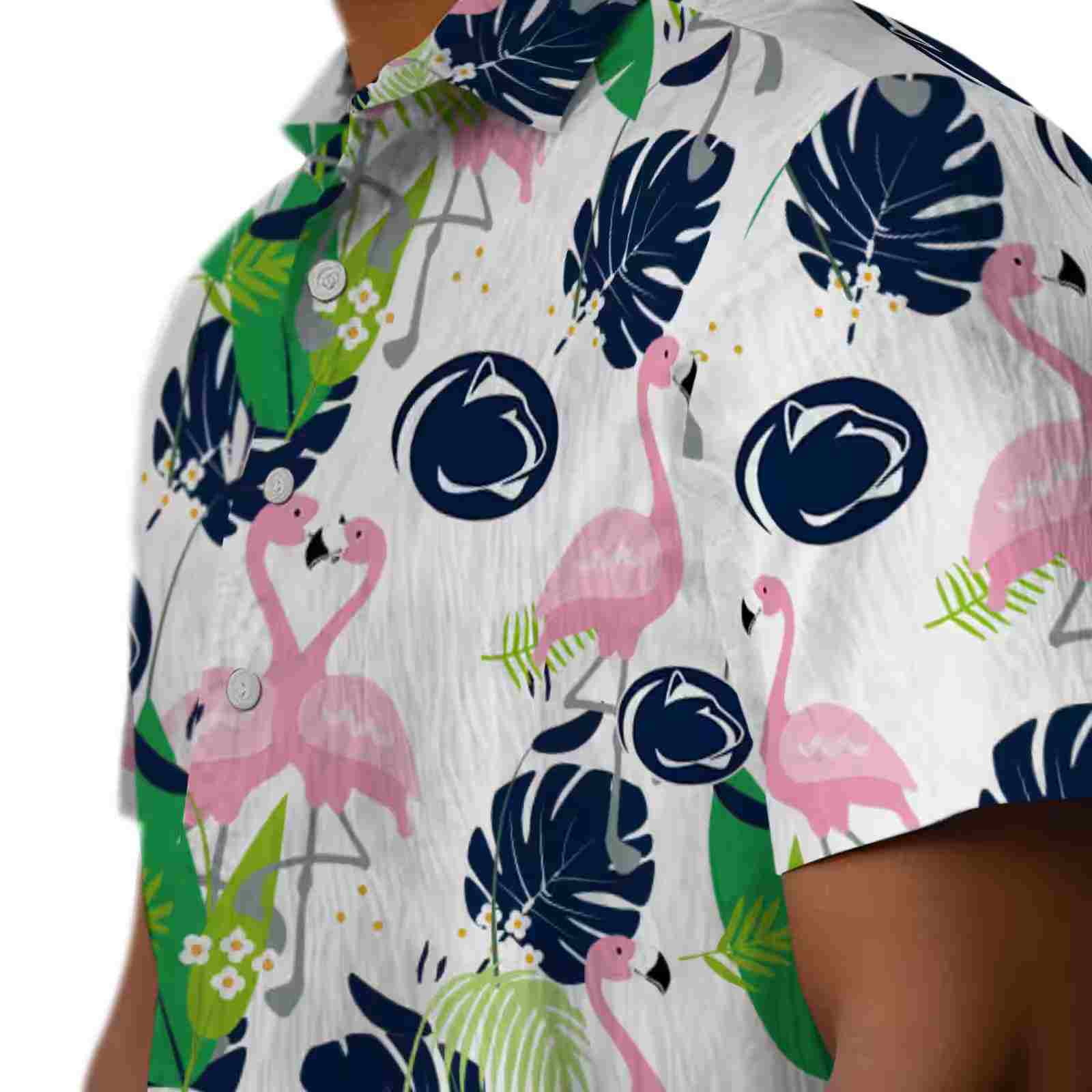 penn state nittany lions flamingo foliage blue green hawaiian shirt trendy