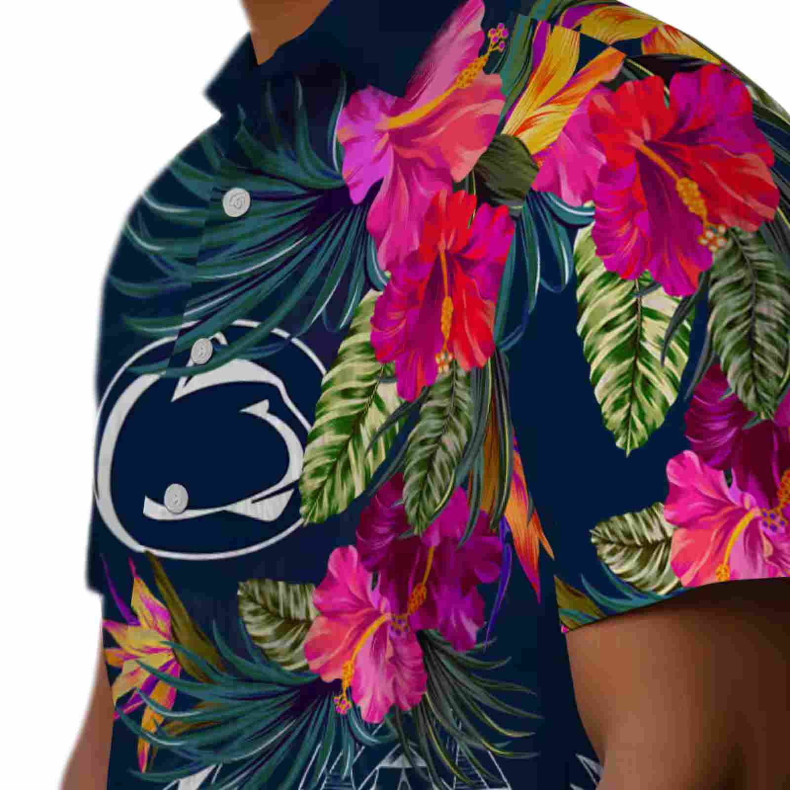 penn state nittany lions floral polynesian blue hawaiian shirt trendy