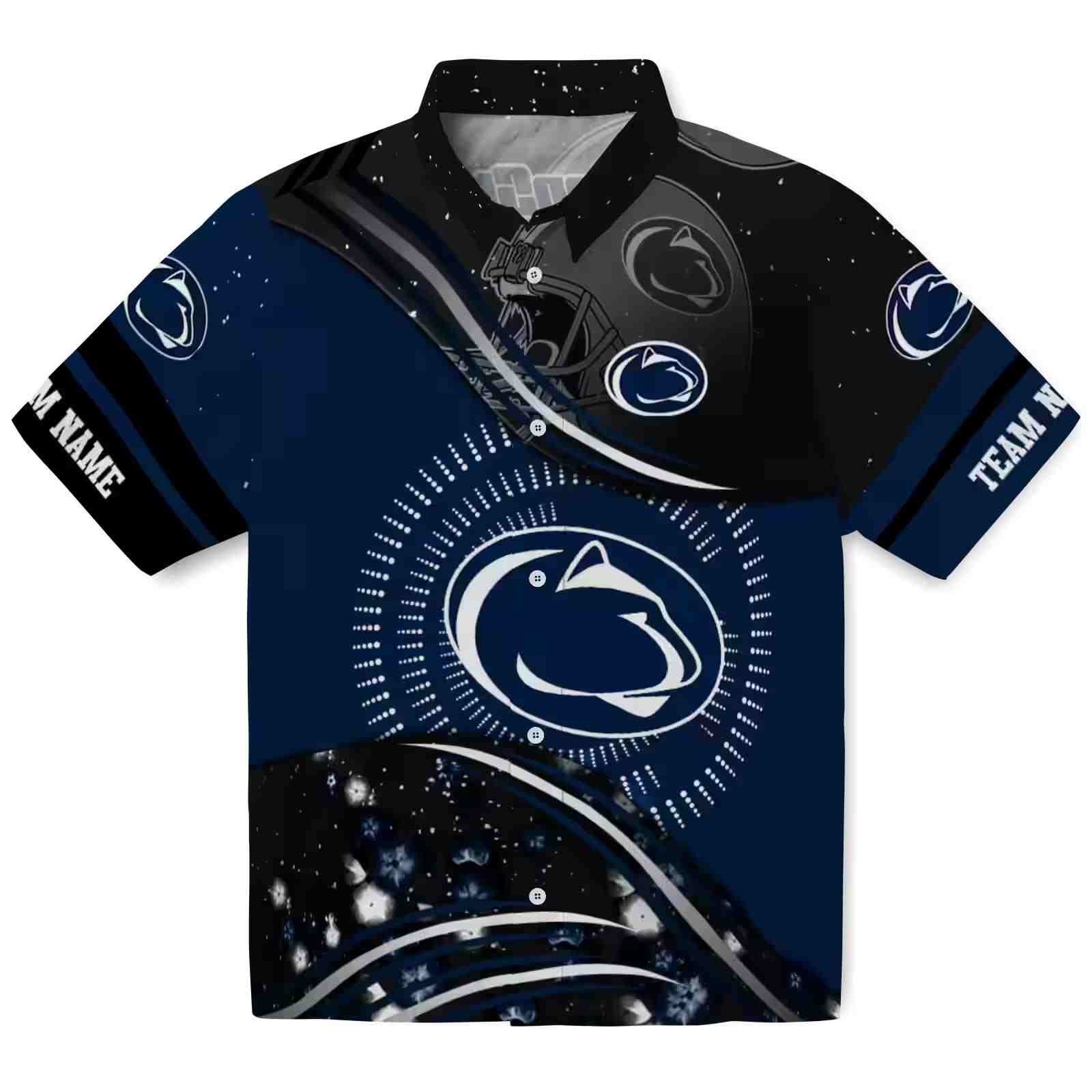 penn state nittany lions football wave blue black hawaiian shirt best selling