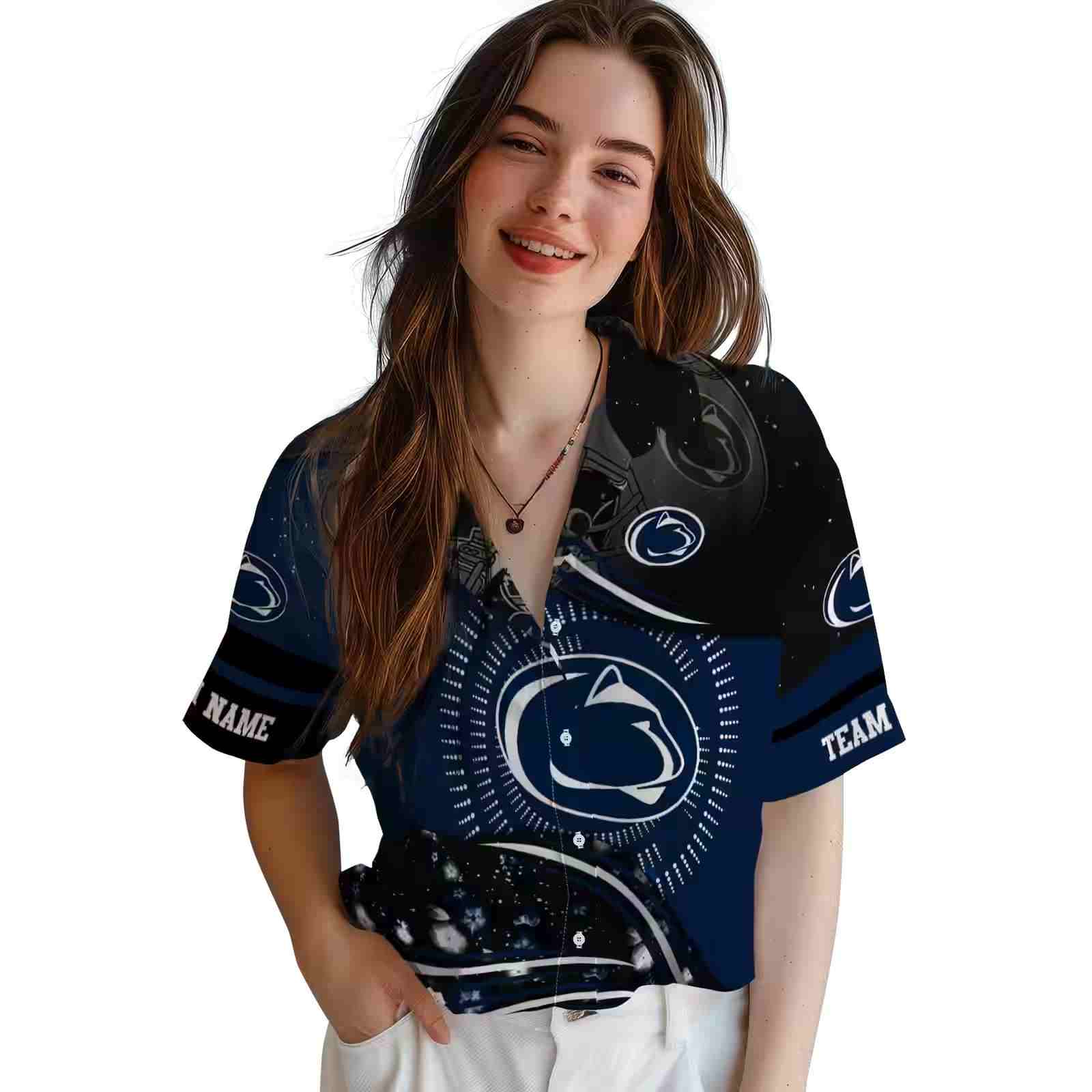 penn state nittany lions football wave blue black hawaiian shirt latest model