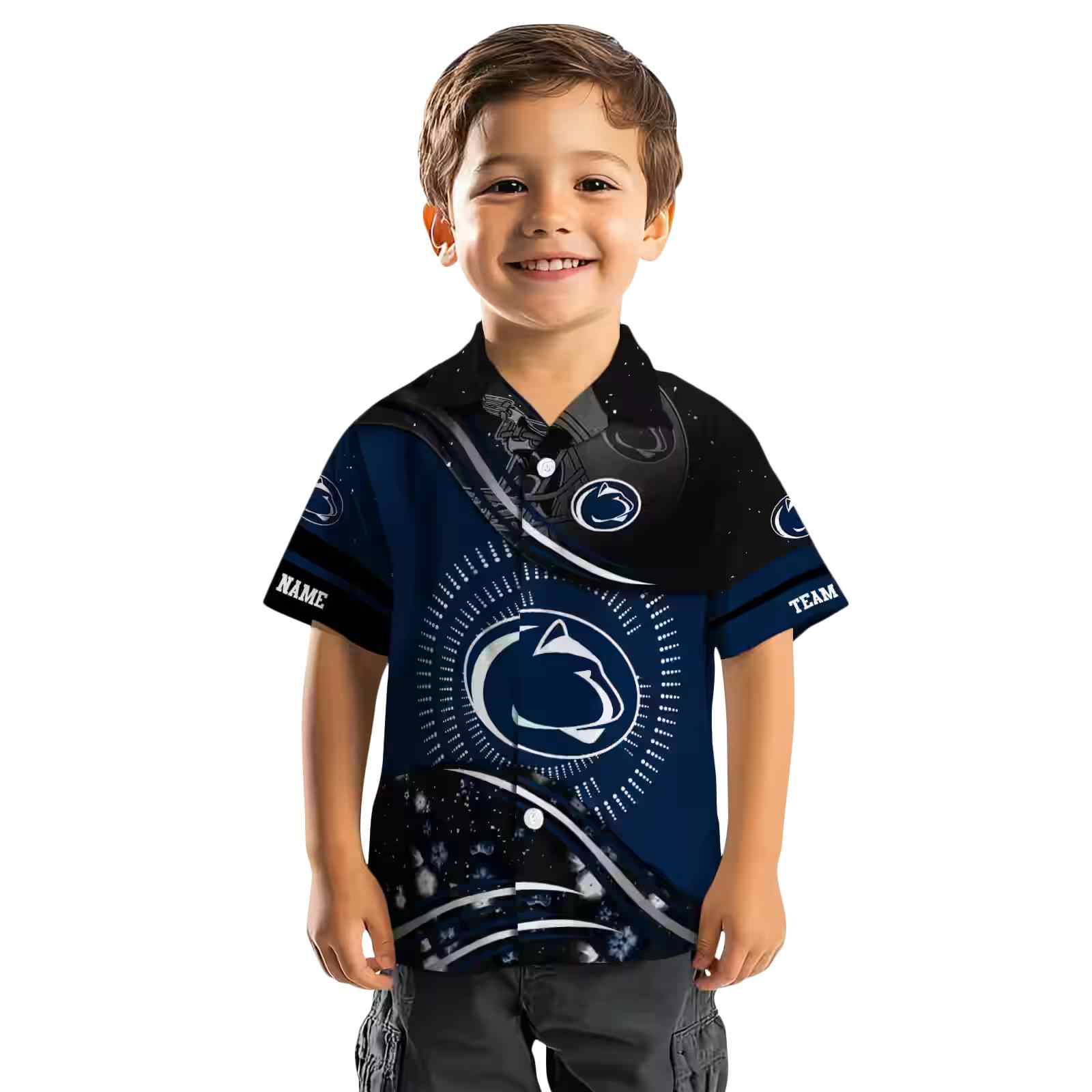 penn state nittany lions football wave blue black hawaiian shirt top rated