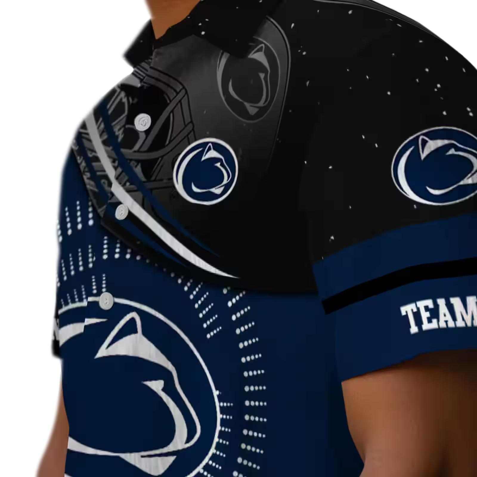 penn state nittany lions football wave blue black hawaiian shirt trendy