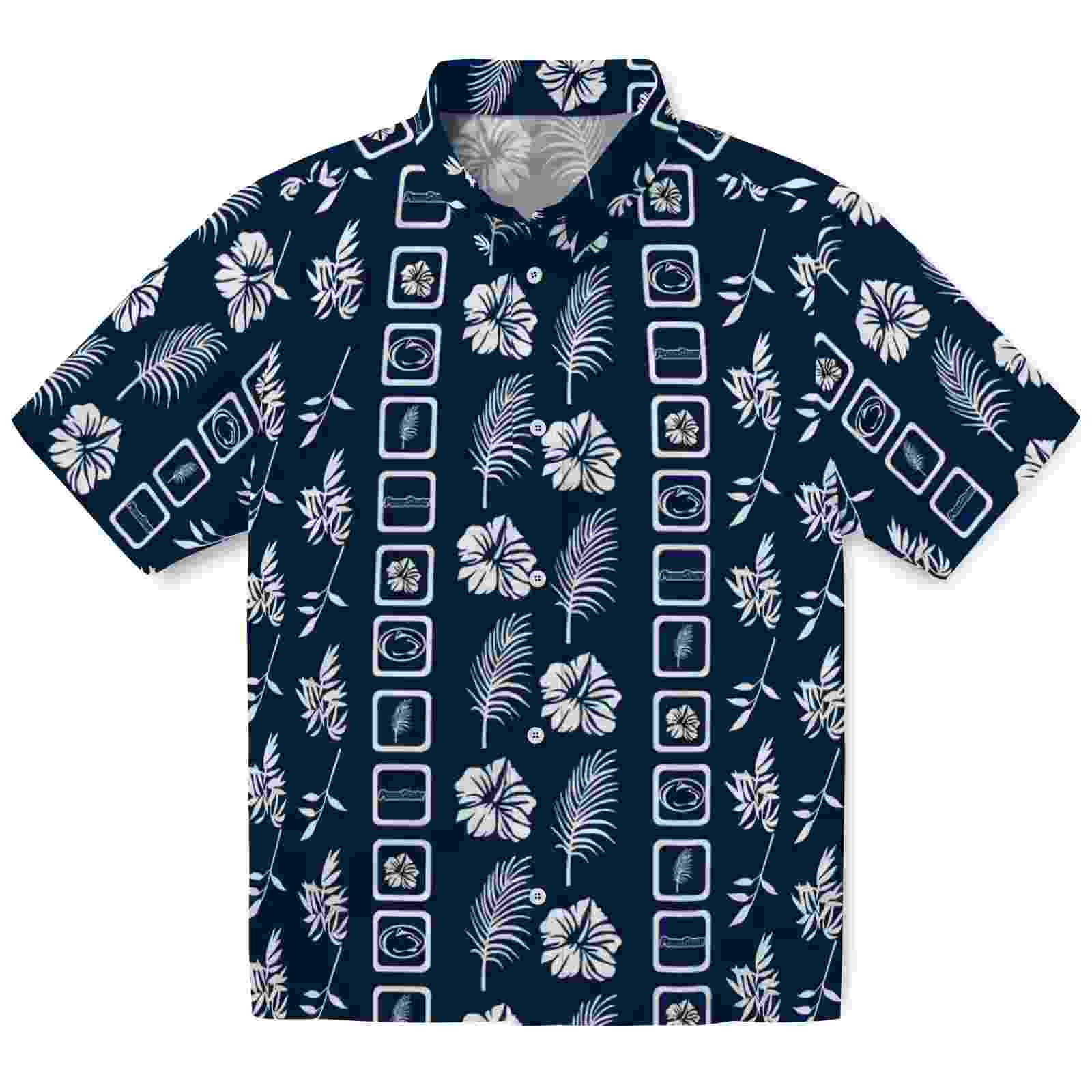 penn state nittany lions framed floral blue hawaiian shirt best selling