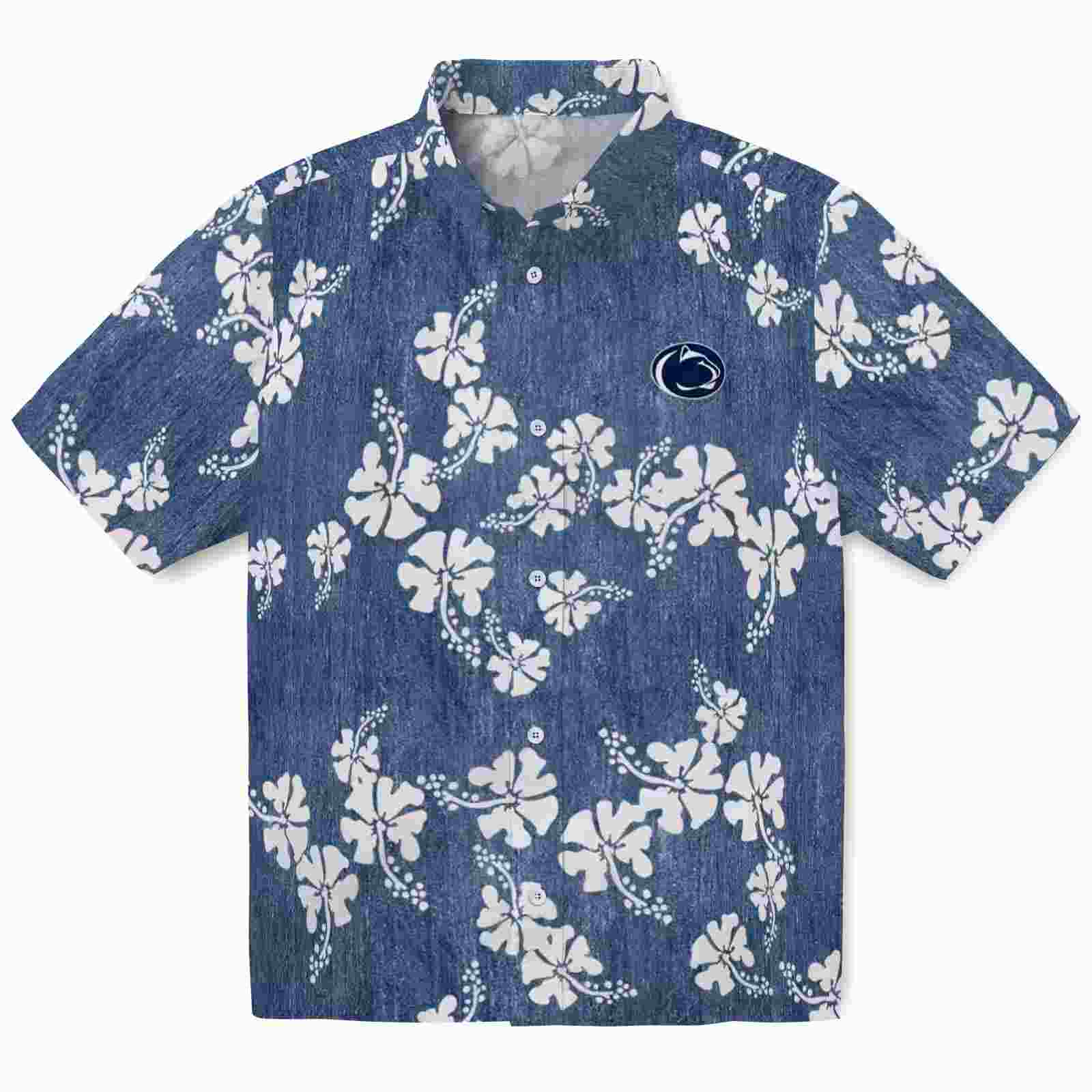 penn state nittany lions hibiscus clusters blue hawaiian shirt best selling