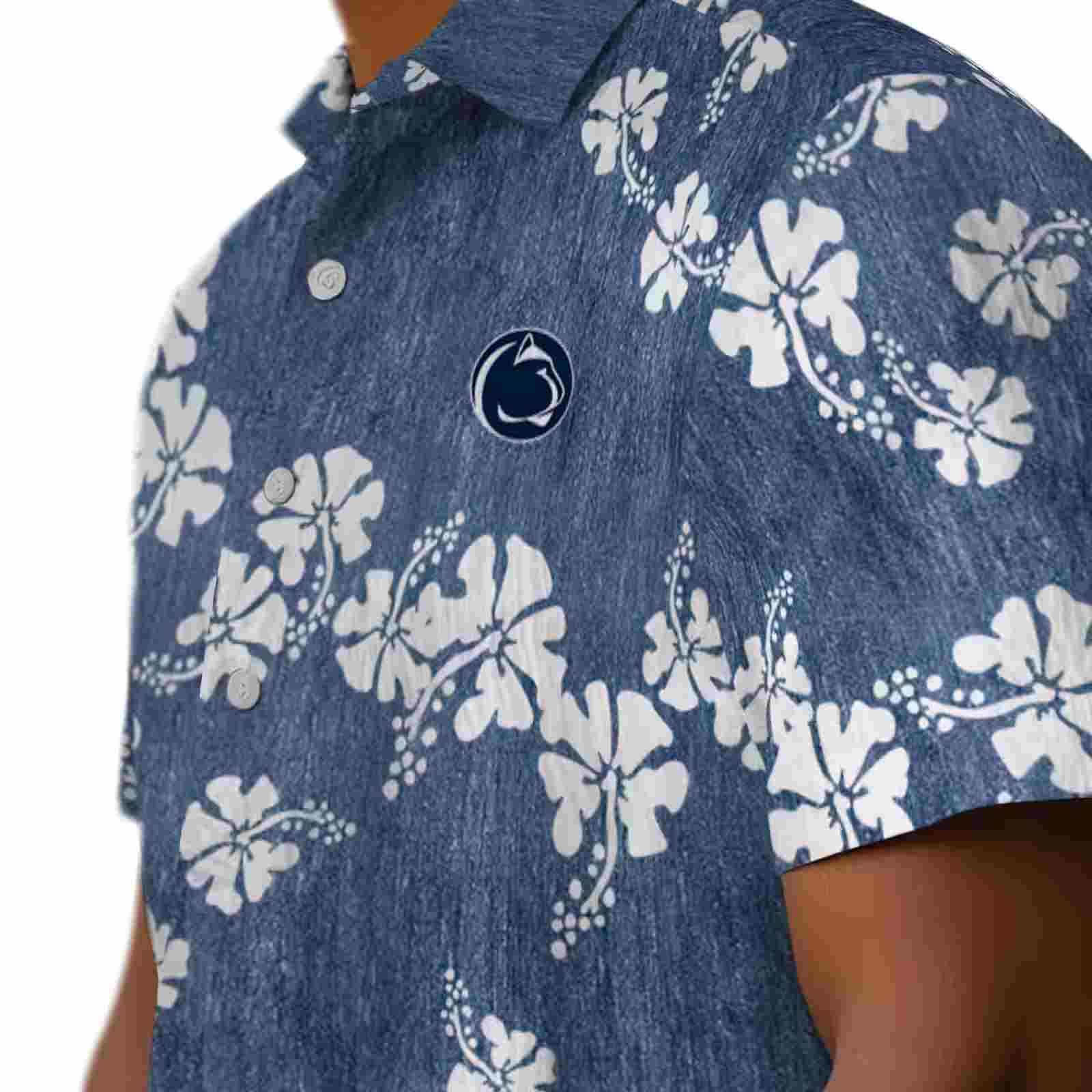 penn state nittany lions hibiscus clusters blue hawaiian shirt trendy