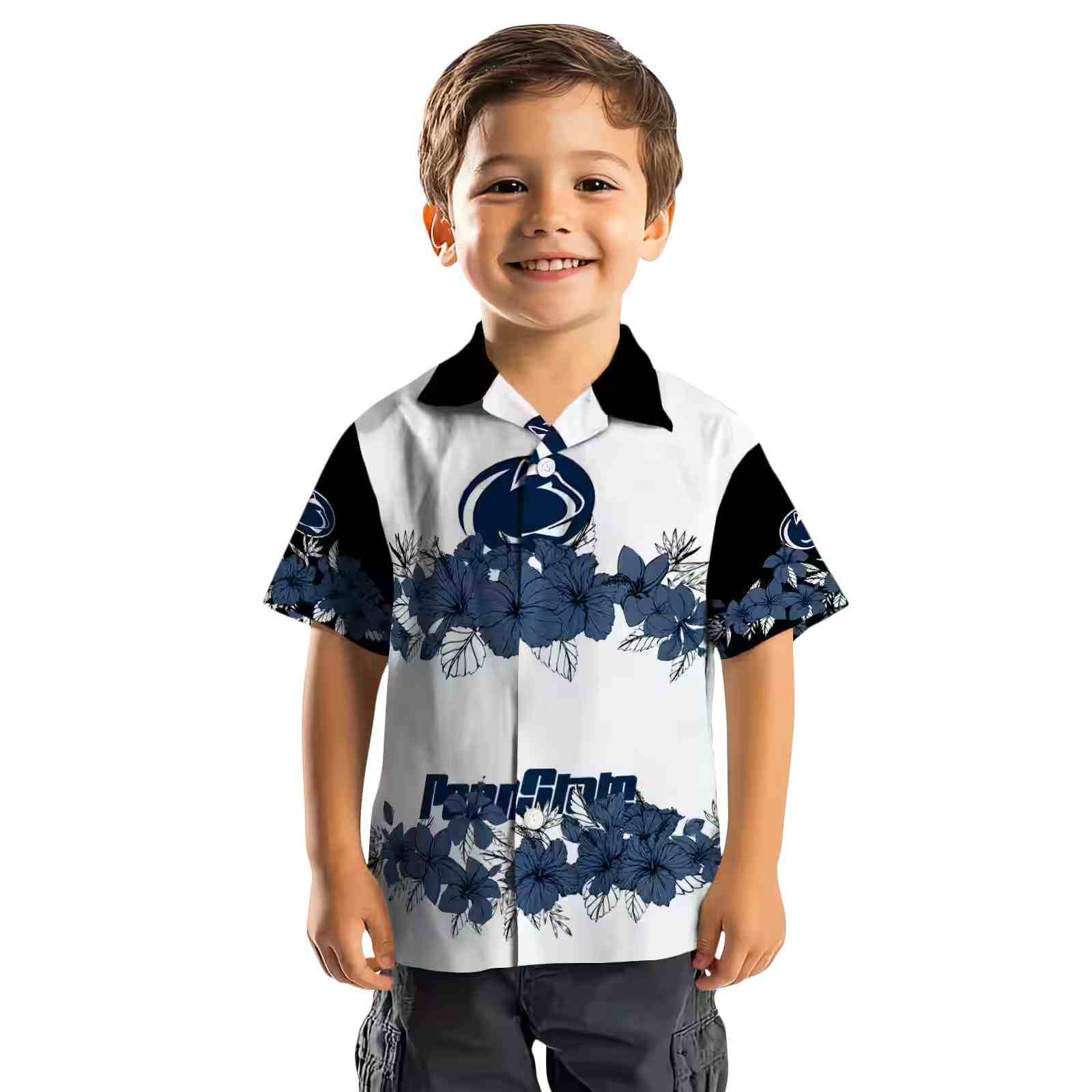 penn state nittany lions hibiscus stripe blue black hawaiian shirt top rated