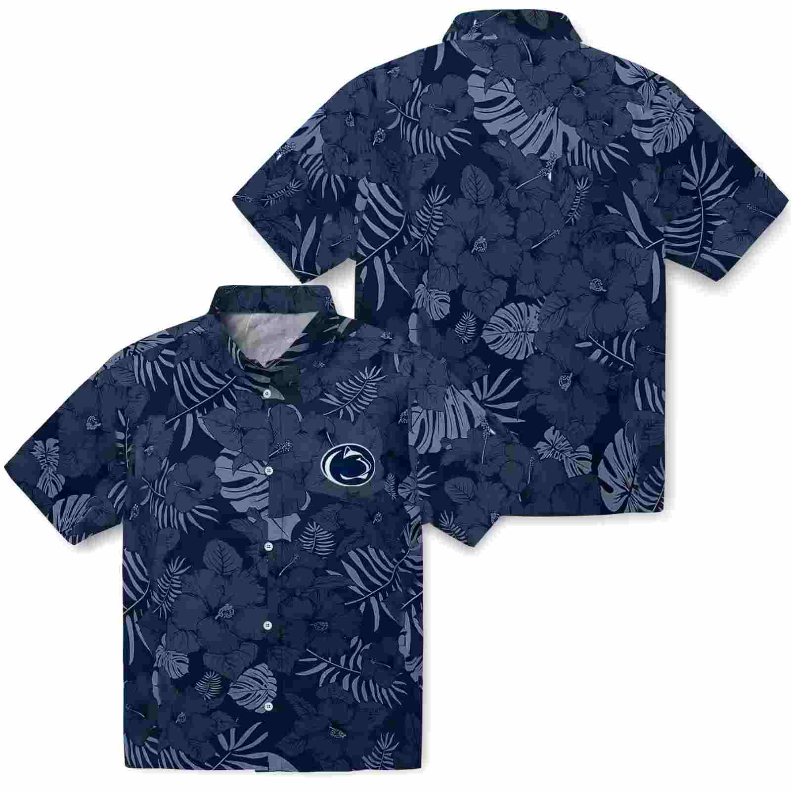 penn state nittany lions jungle vibes blue hawaiian shirt high quality