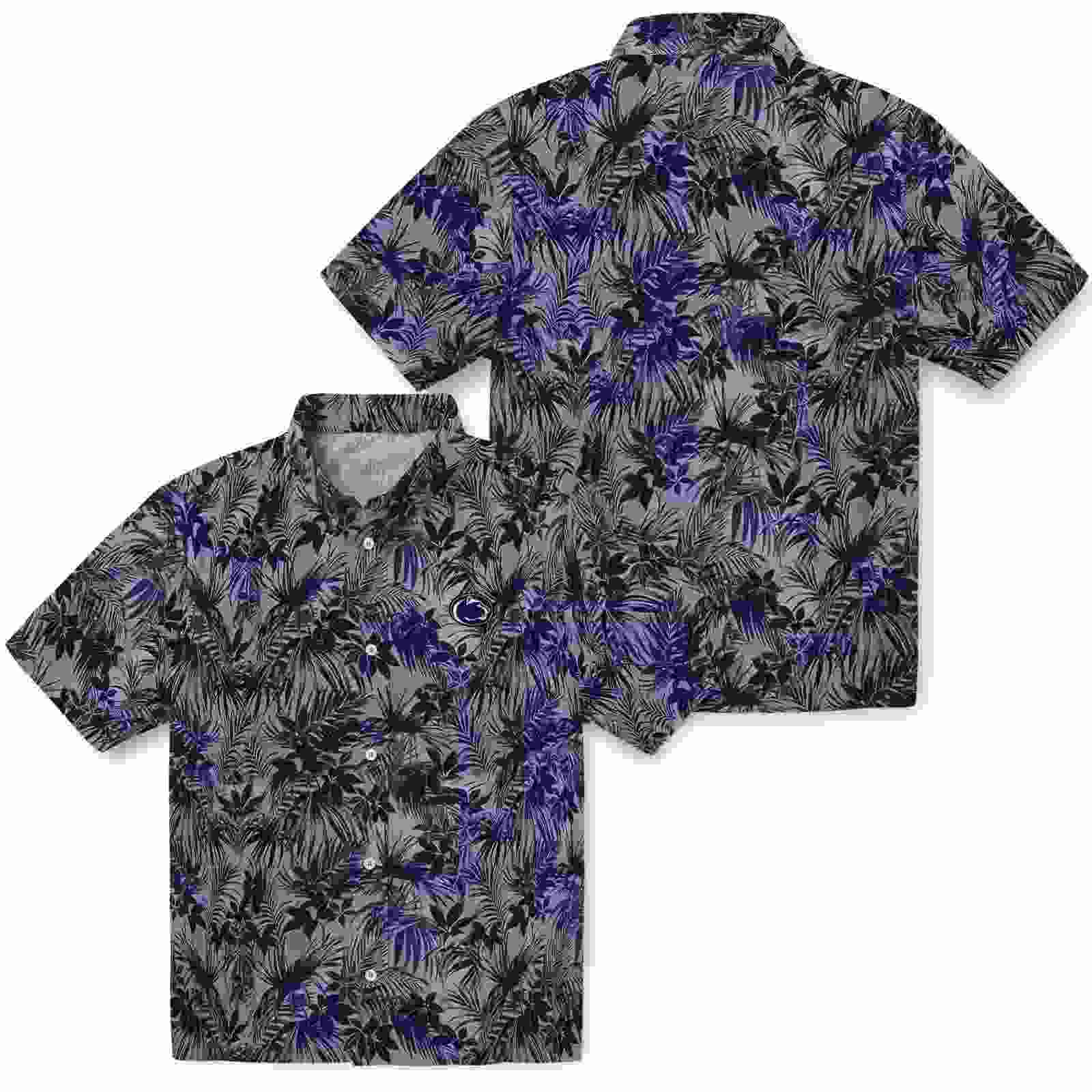 penn state nittany lions leafy pattern blue hawaiian shirt high quality