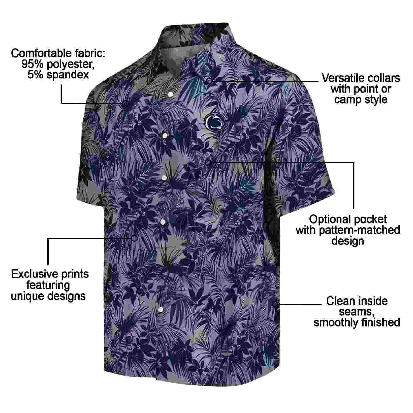 penn state nittany lions leafy pattern blue hawaiian shirt new arrival