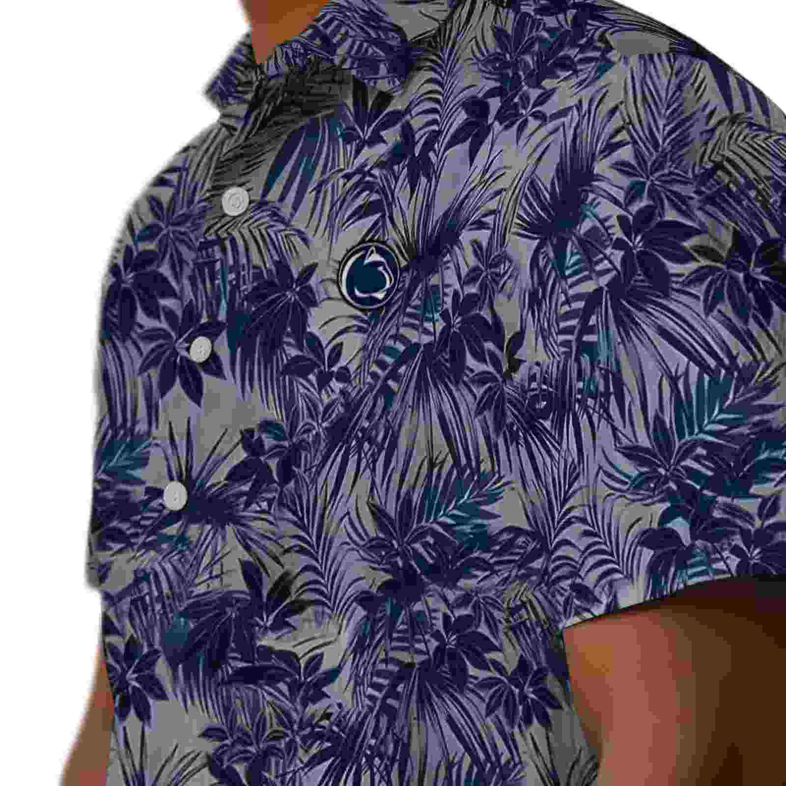 penn state nittany lions leafy pattern blue hawaiian shirt trendy