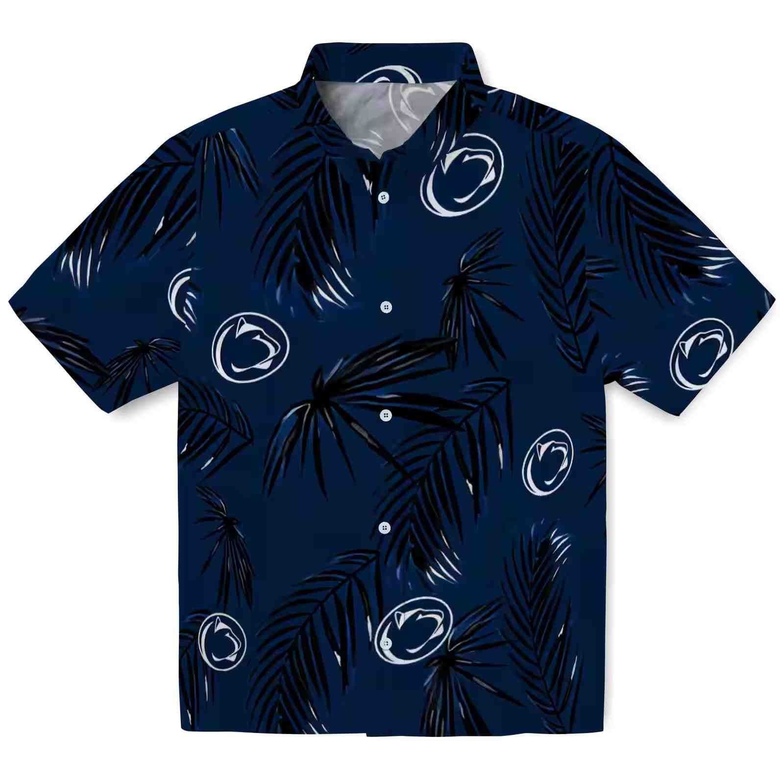 penn state nittany lions palm leaf blue hawaiian shirt best selling