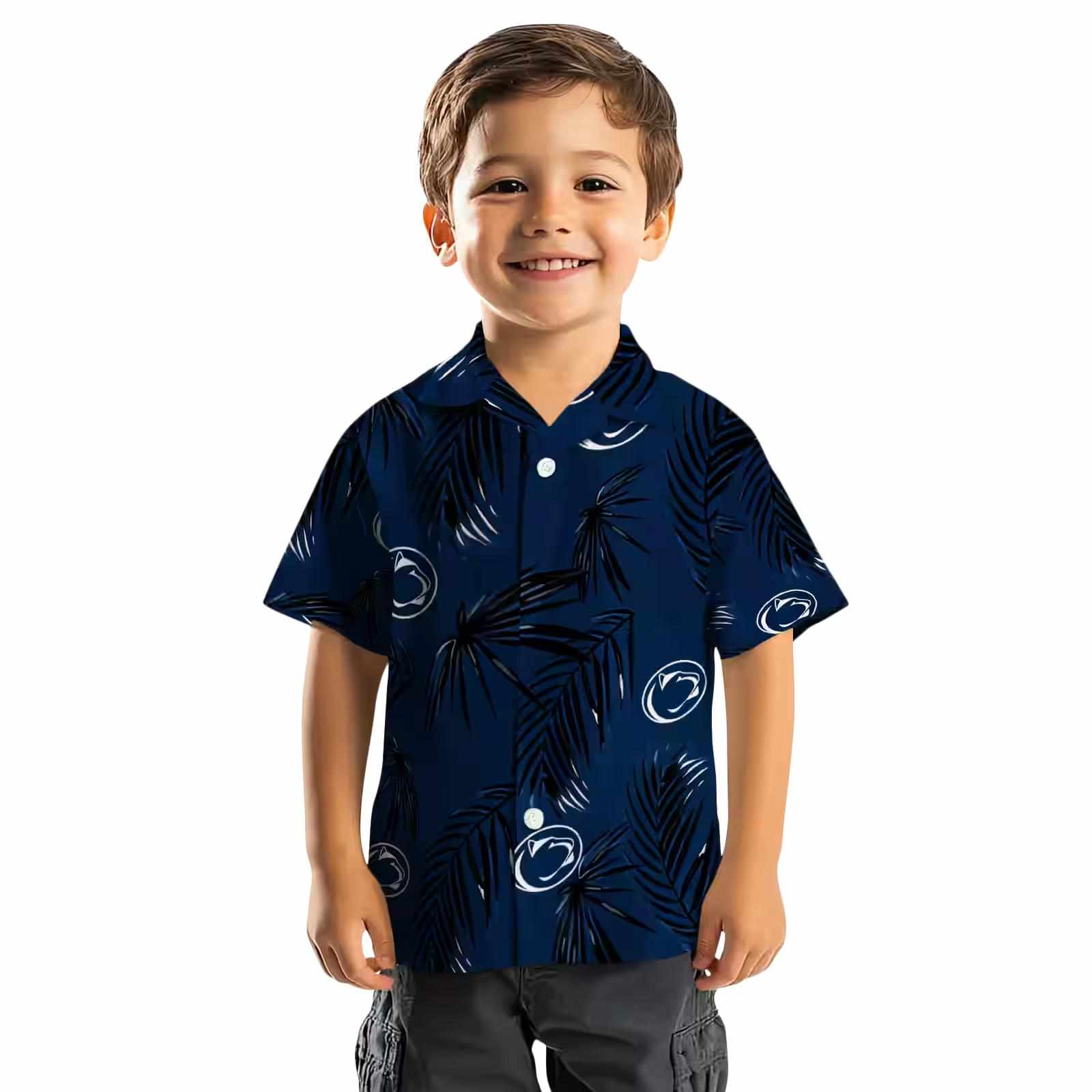 penn state nittany lions palm leaf blue hawaiian shirt top rated