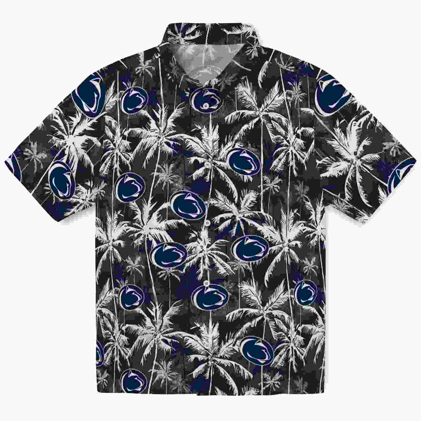 penn state nittany lions palm pattern blue black hawaiian shirt best selling