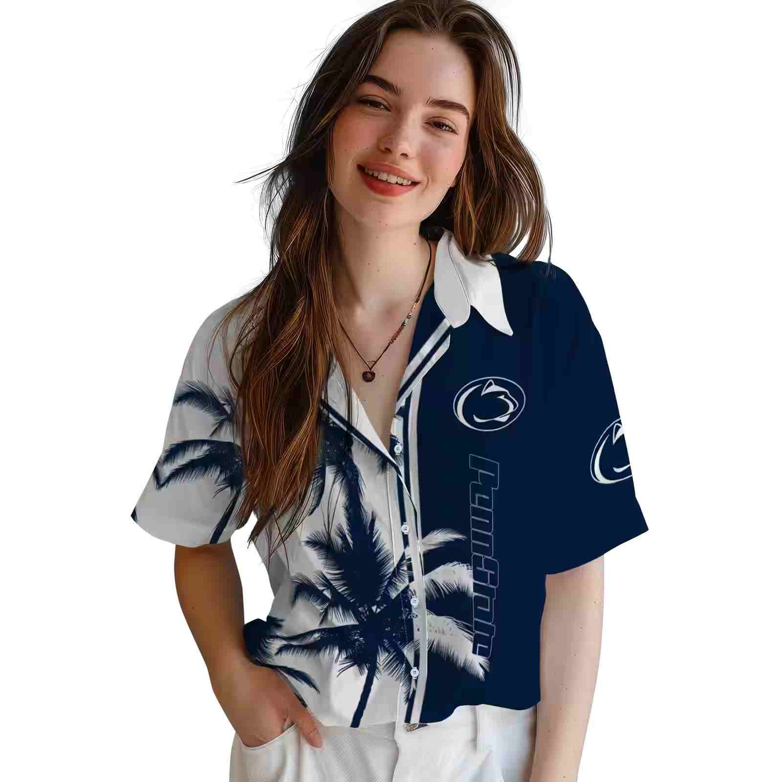 penn state nittany lions palm trees blue white hawaiian shirt latest model