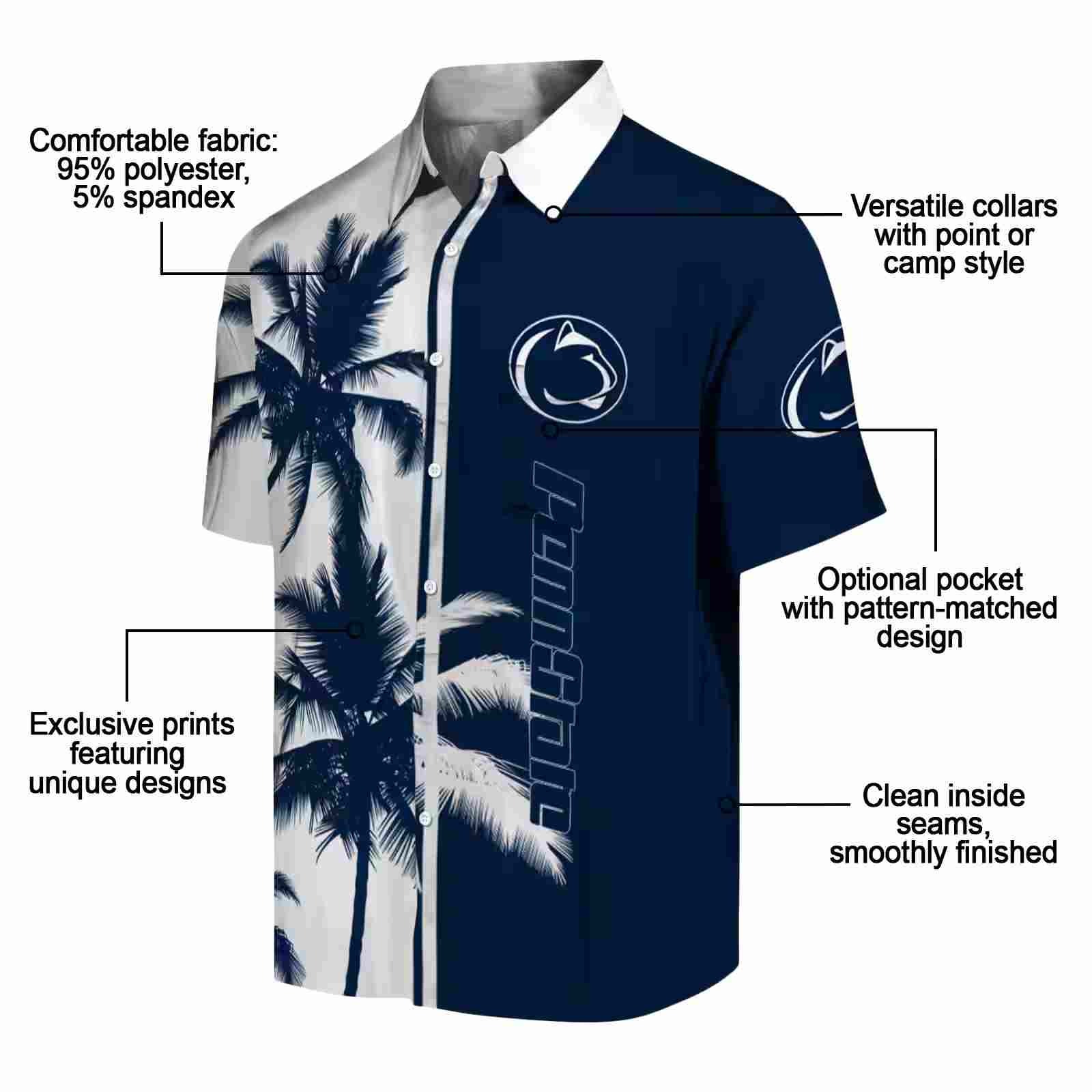 penn state nittany lions palm trees blue white hawaiian shirt new arrival