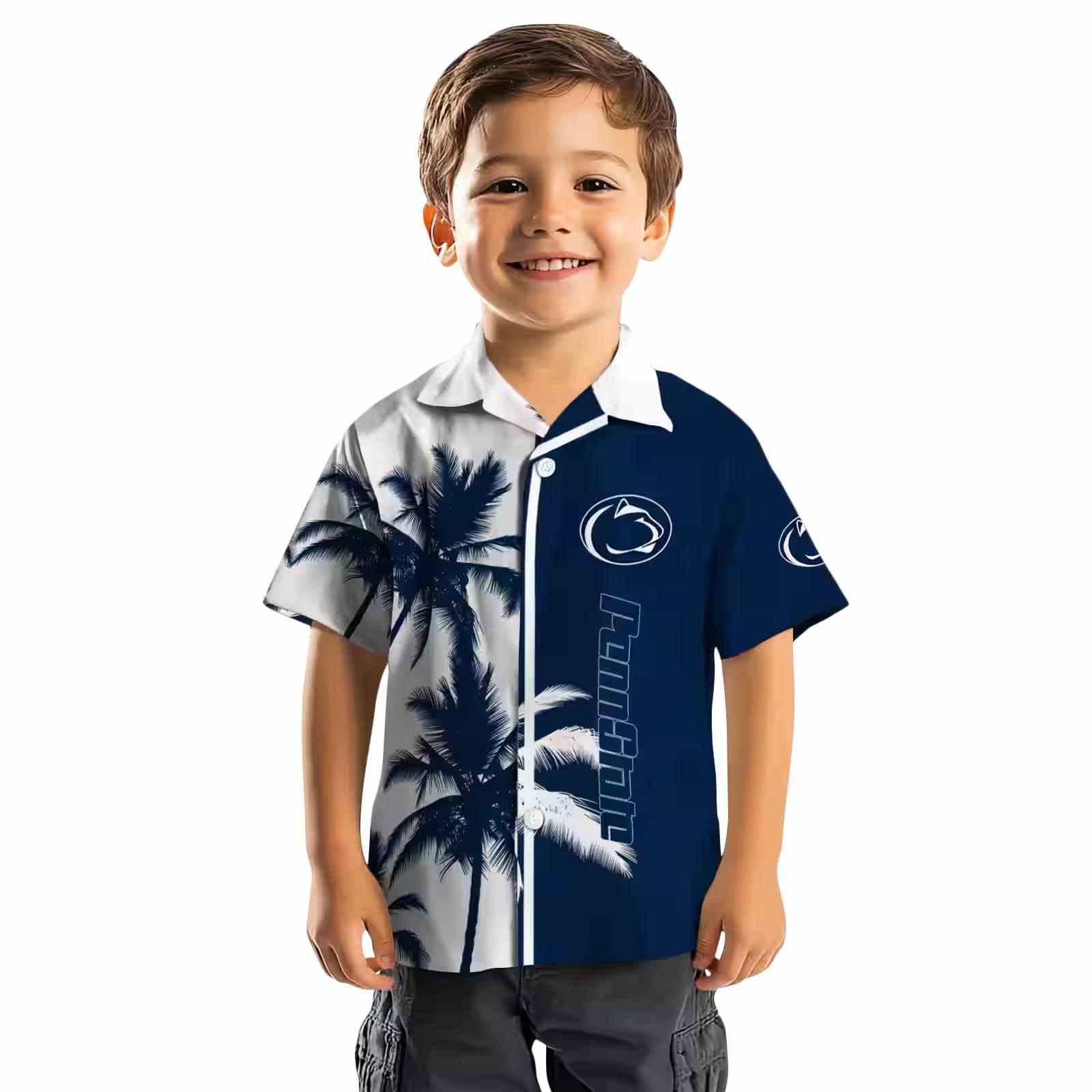 penn state nittany lions palm trees blue white hawaiian shirt top rated