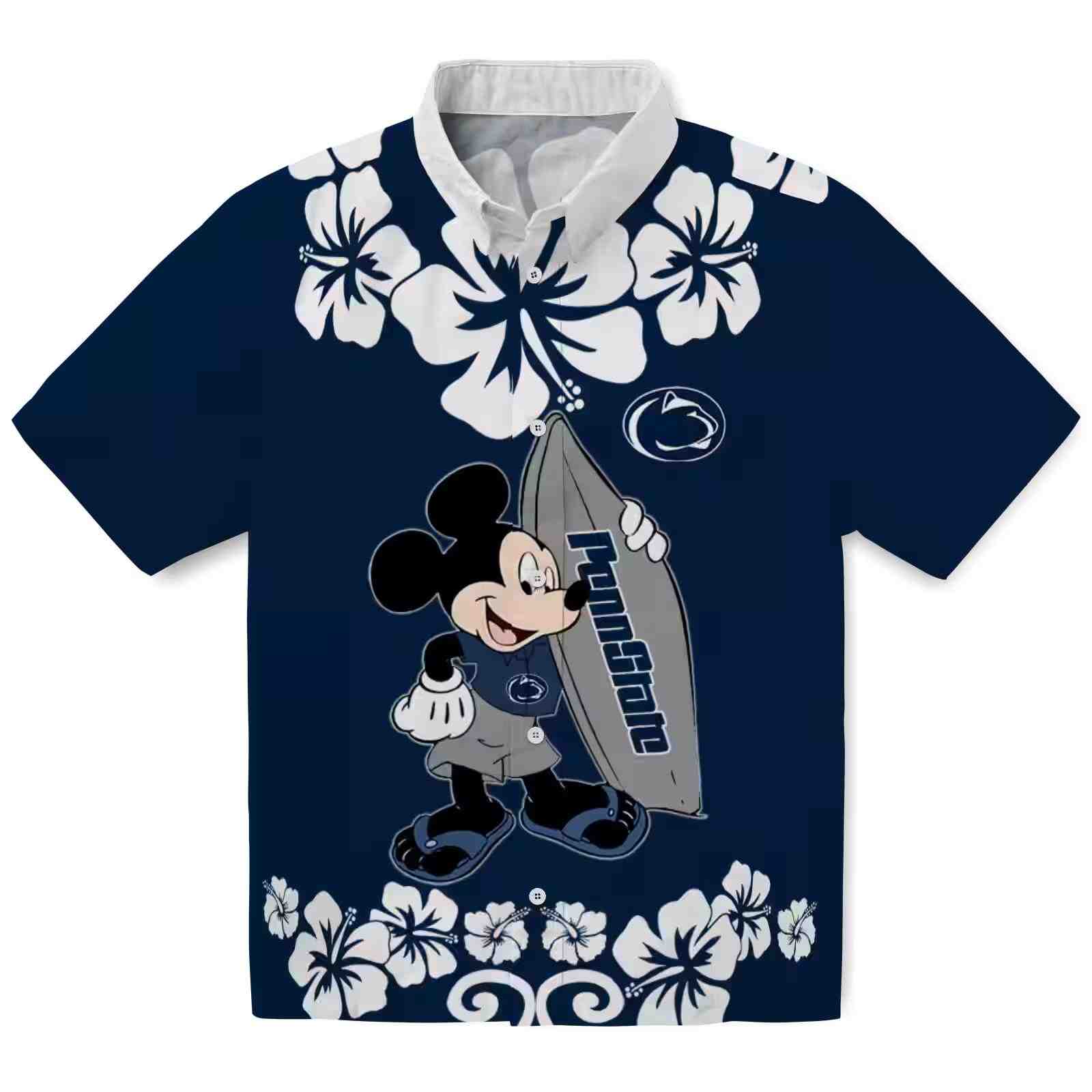 penn state nittany lions surfing mickey blue hawaiian shirt best selling