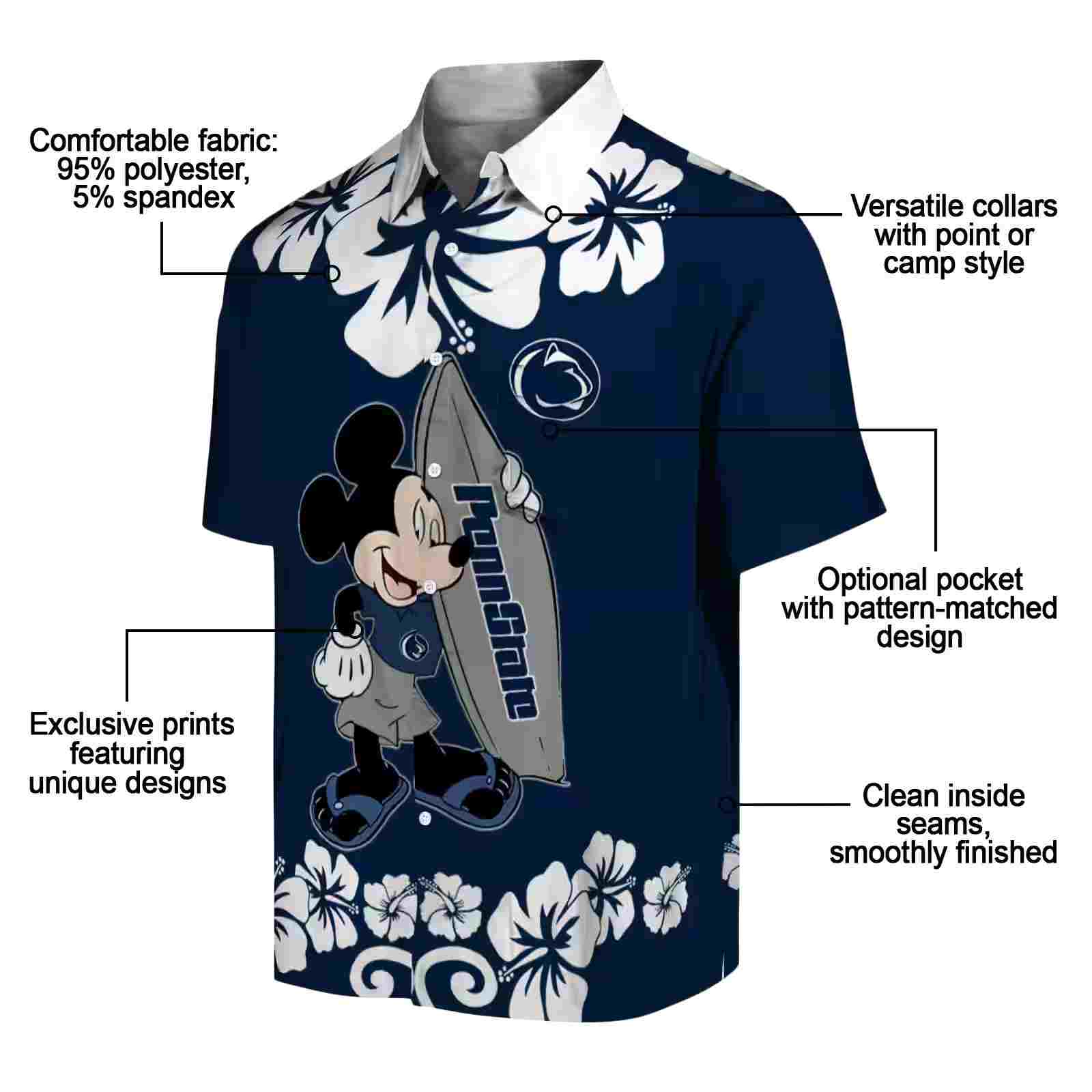 penn state nittany lions surfing mickey blue hawaiian shirt new arrival