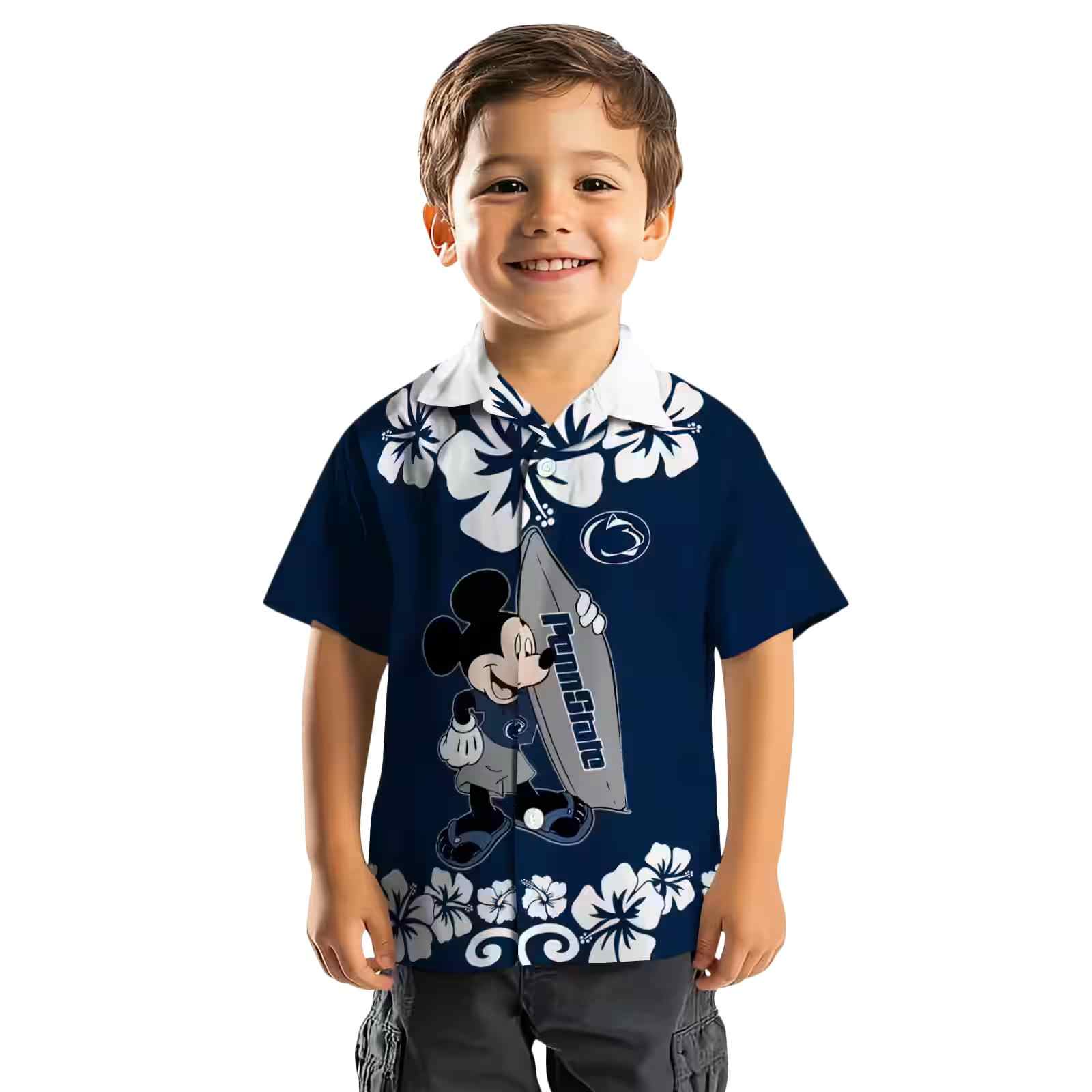 penn state nittany lions surfing mickey blue hawaiian shirt top rated