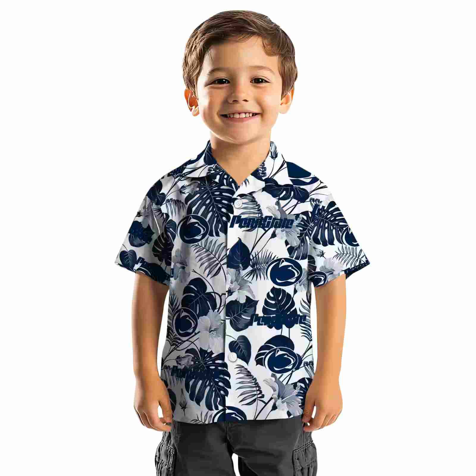 penn state nittany lions tropical plants blue white hawaiian shirt top rated