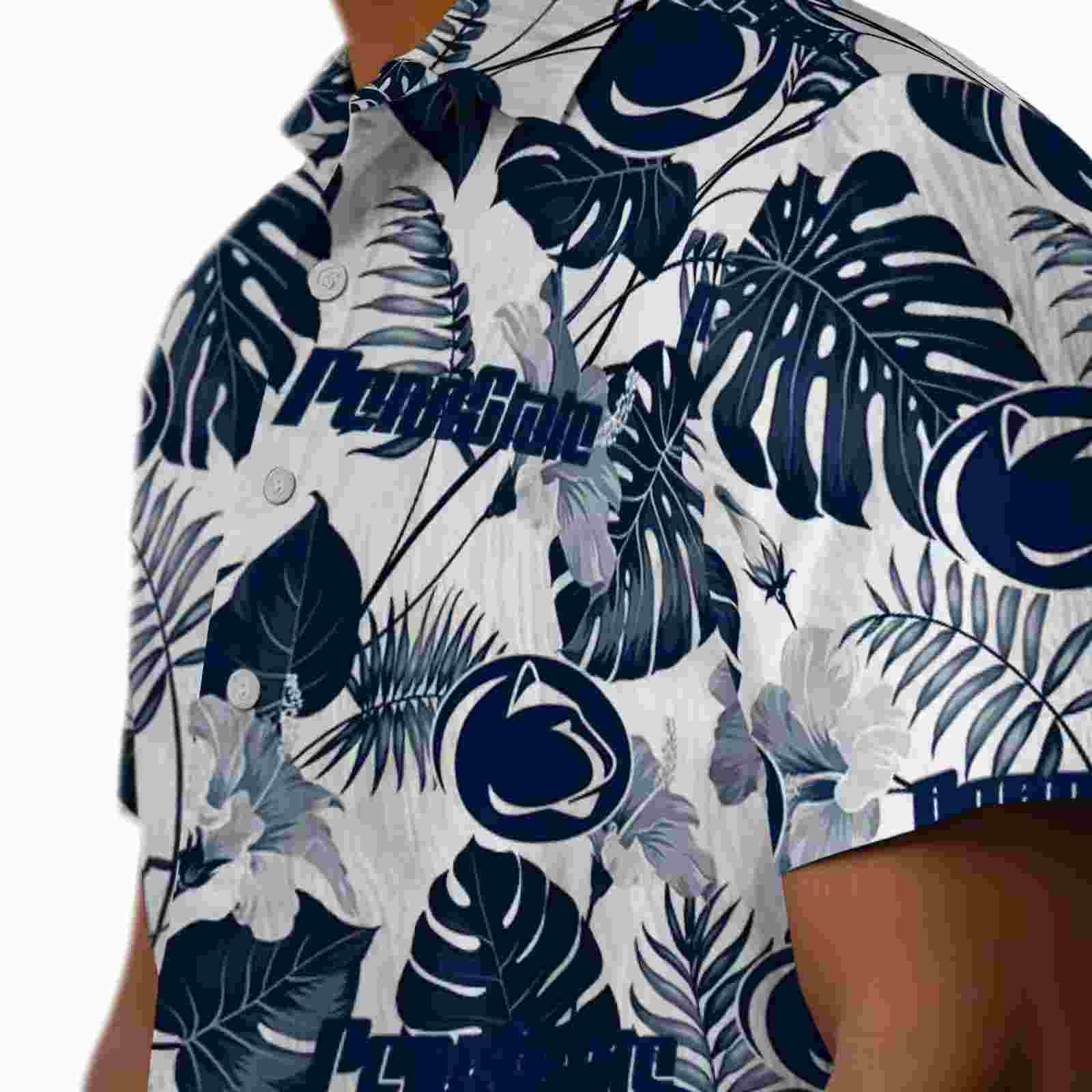 penn state nittany lions tropical plants blue white hawaiian shirt trendy