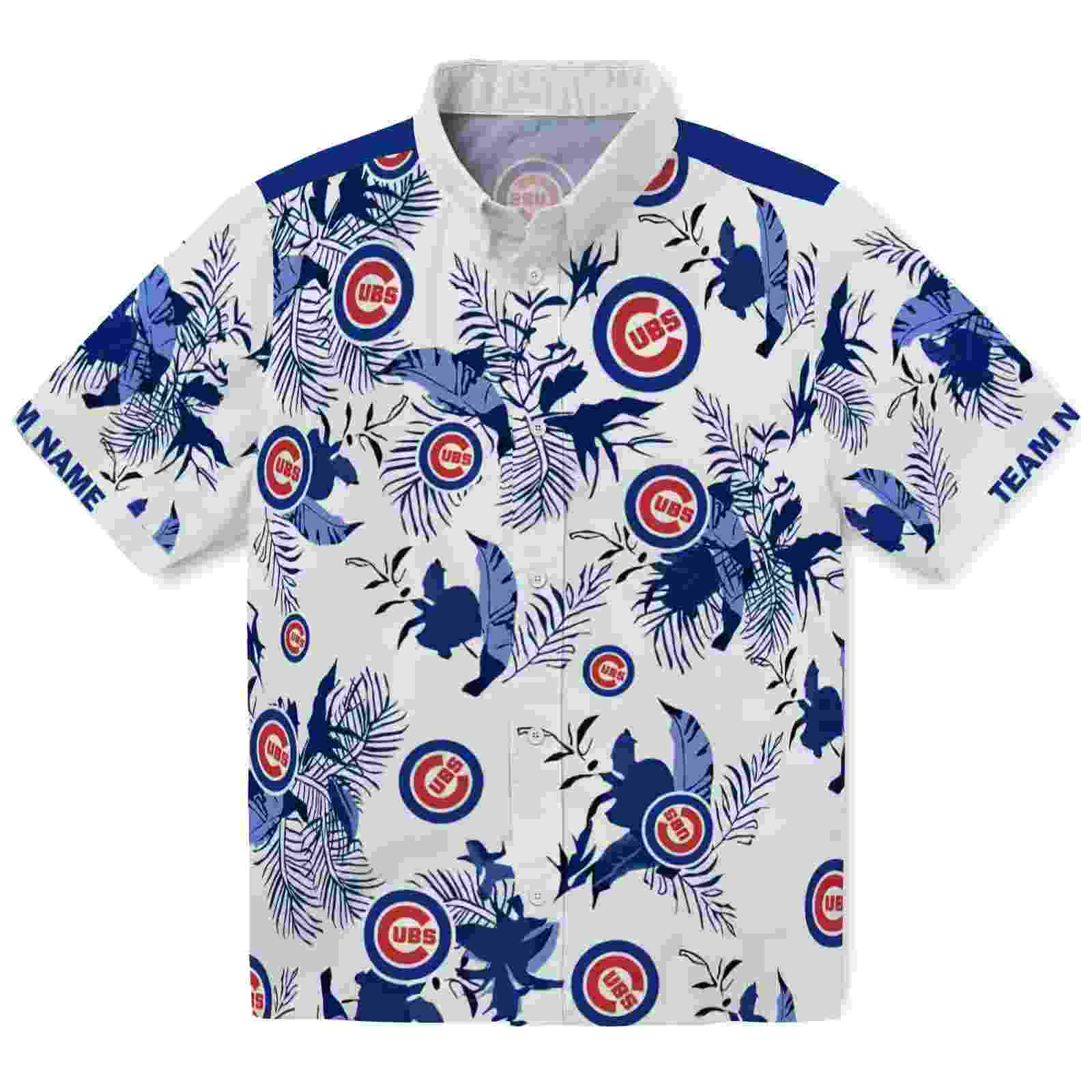 Personalized Chicago Cubs Botanical Theme Blue White Hawaiian Shirt