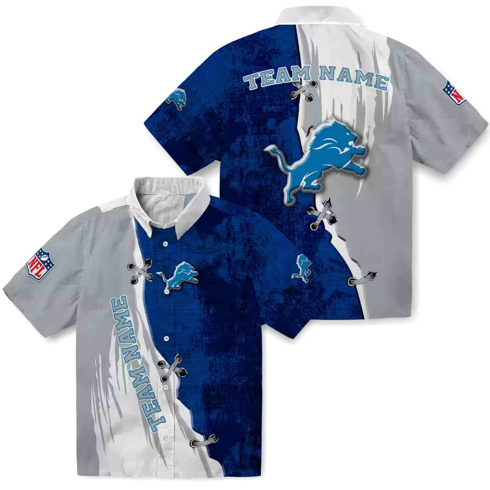 personalized detroit lions edgy streaks blue white hawaiian shirt high quality