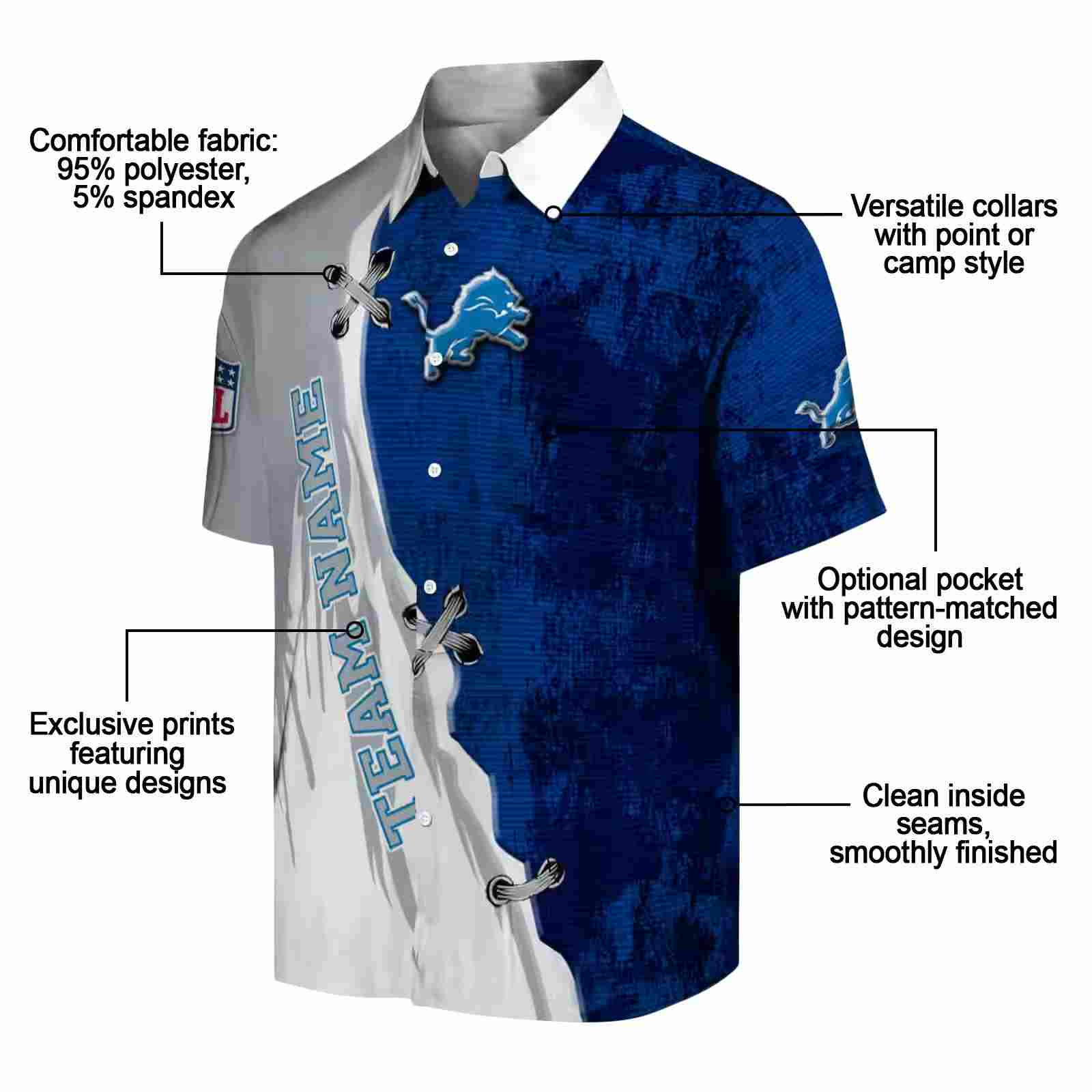 personalized detroit lions edgy streaks blue white hawaiian shirt new arrival