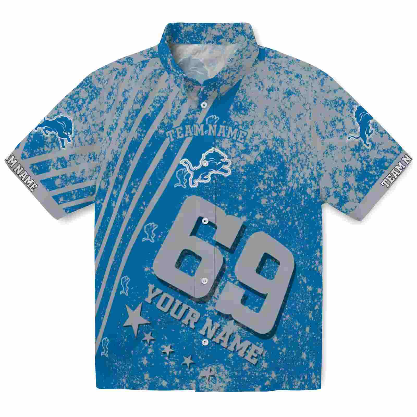 personalized detroit lions star stripes blue hawaiian shirt best selling