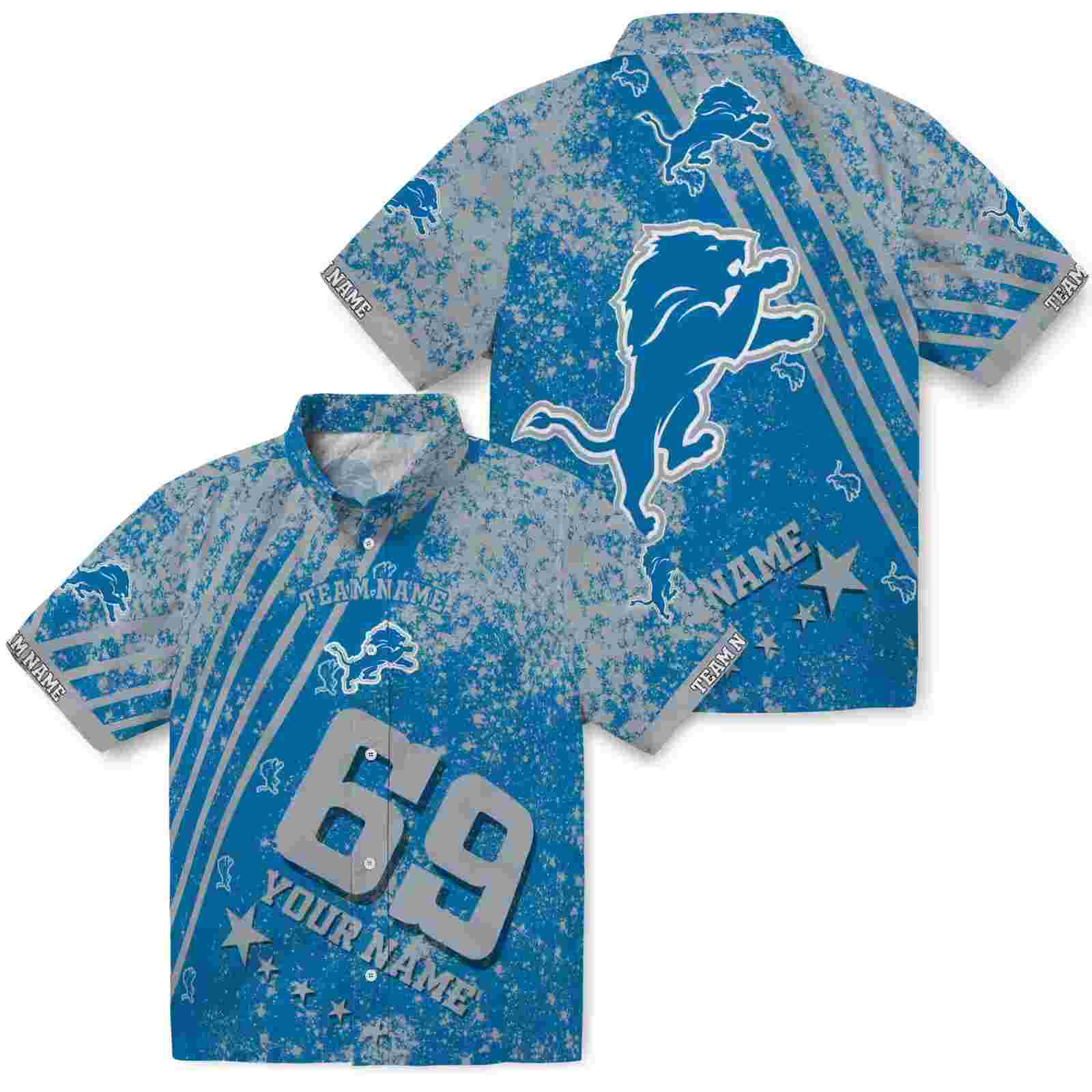 personalized detroit lions star stripes blue hawaiian shirt high quality