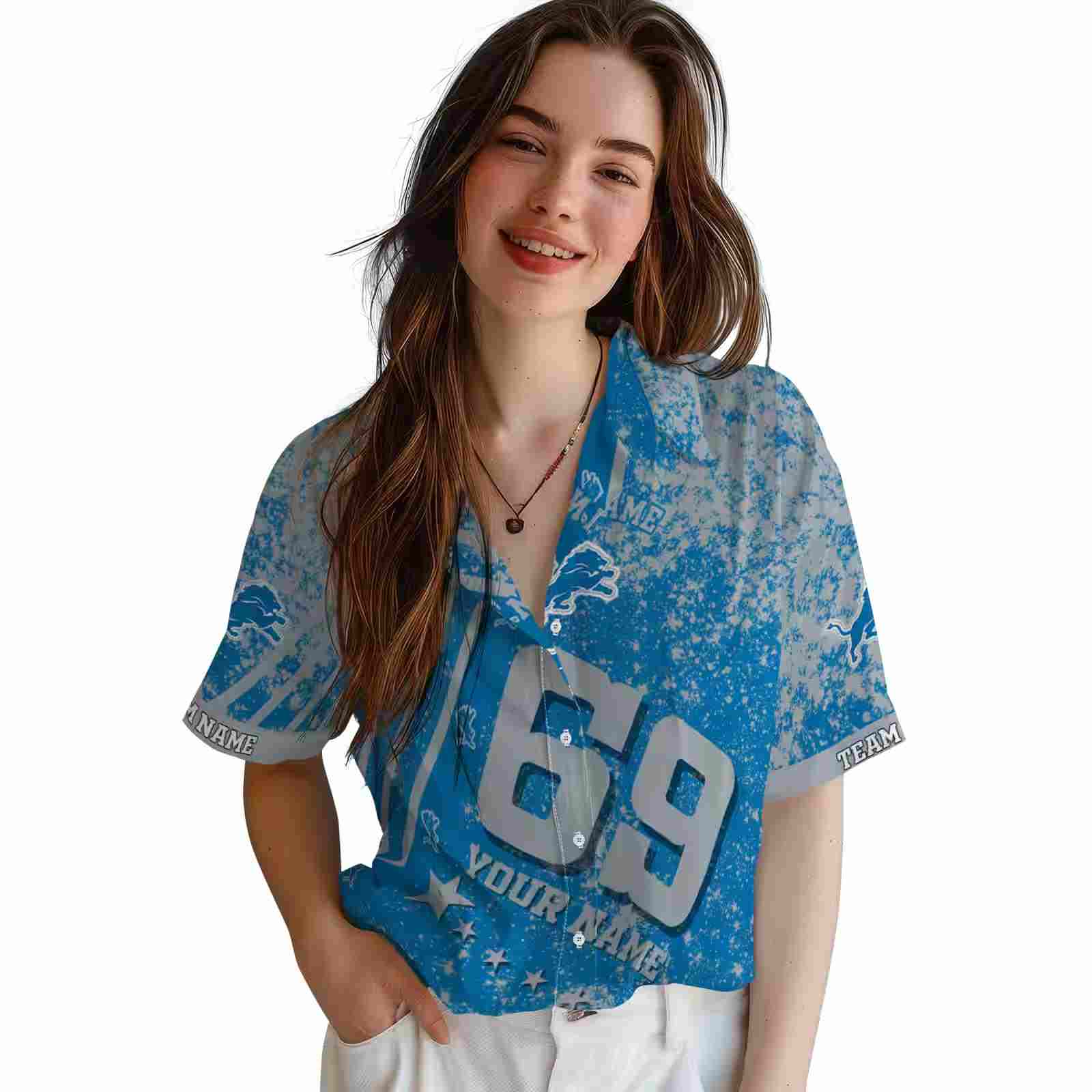 personalized detroit lions star stripes blue hawaiian shirt latest model