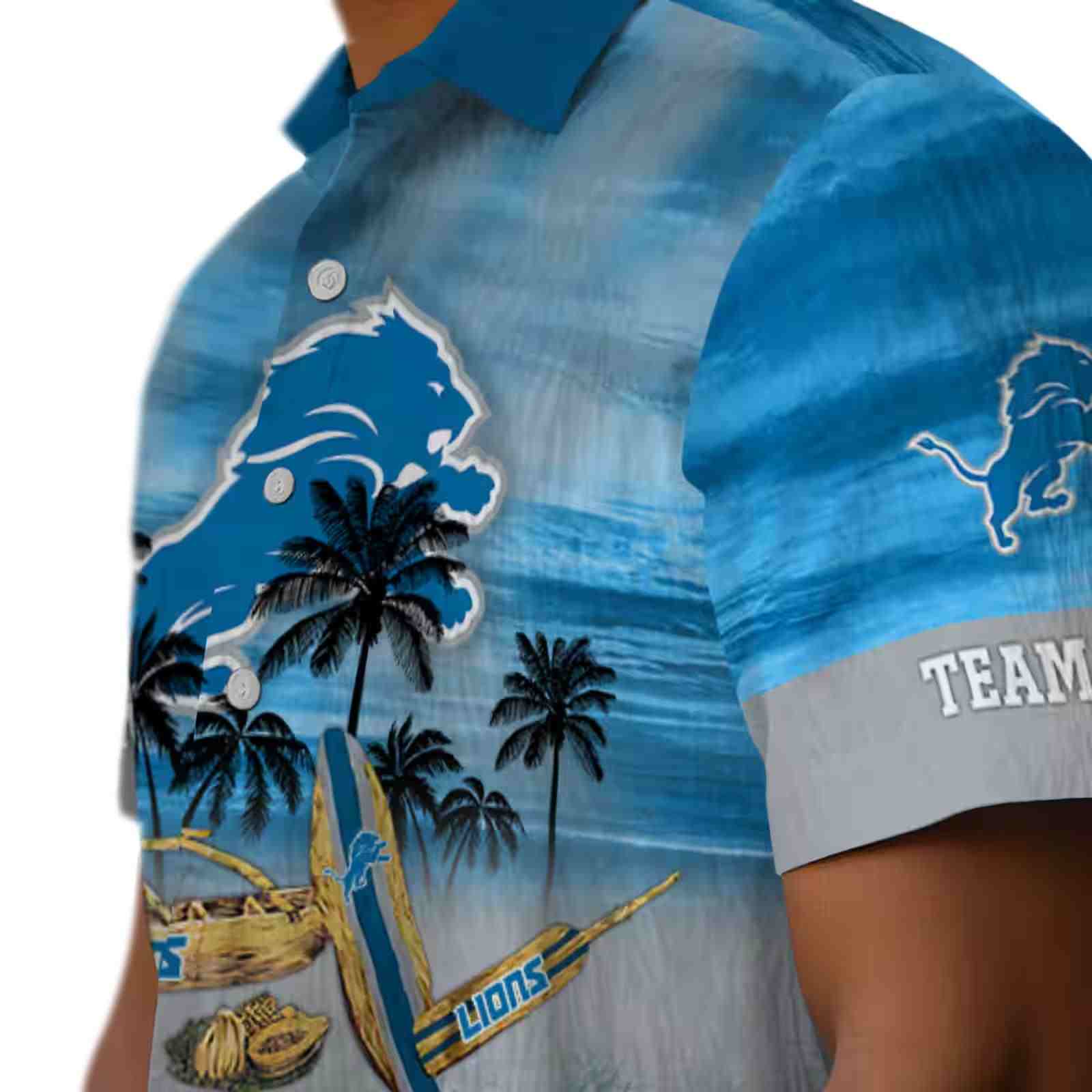 personalized detroit lions tropical canoe blue hawaiian shirt trendy