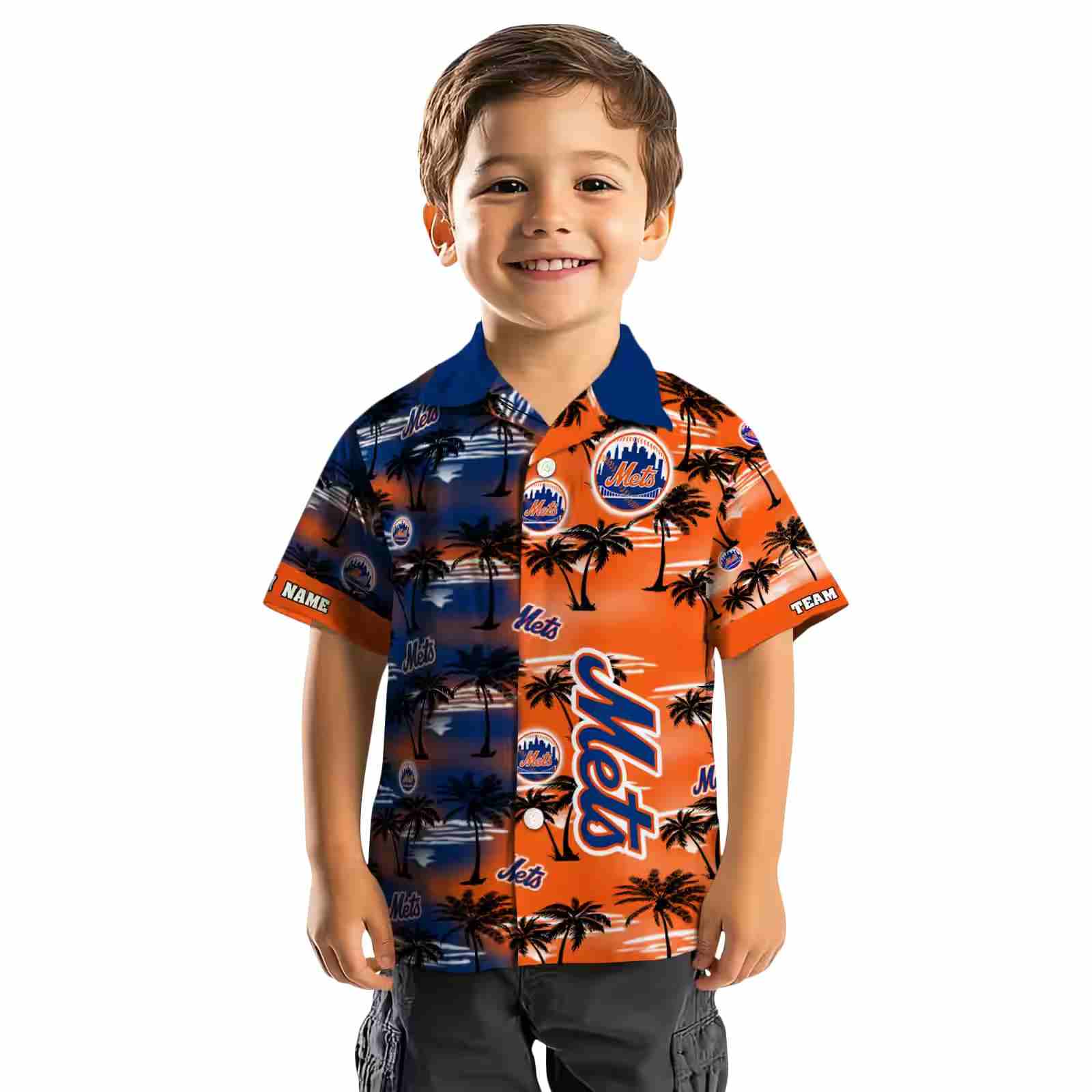 personalized new york mets palm silhouettes blue hawaiian shirt top rated