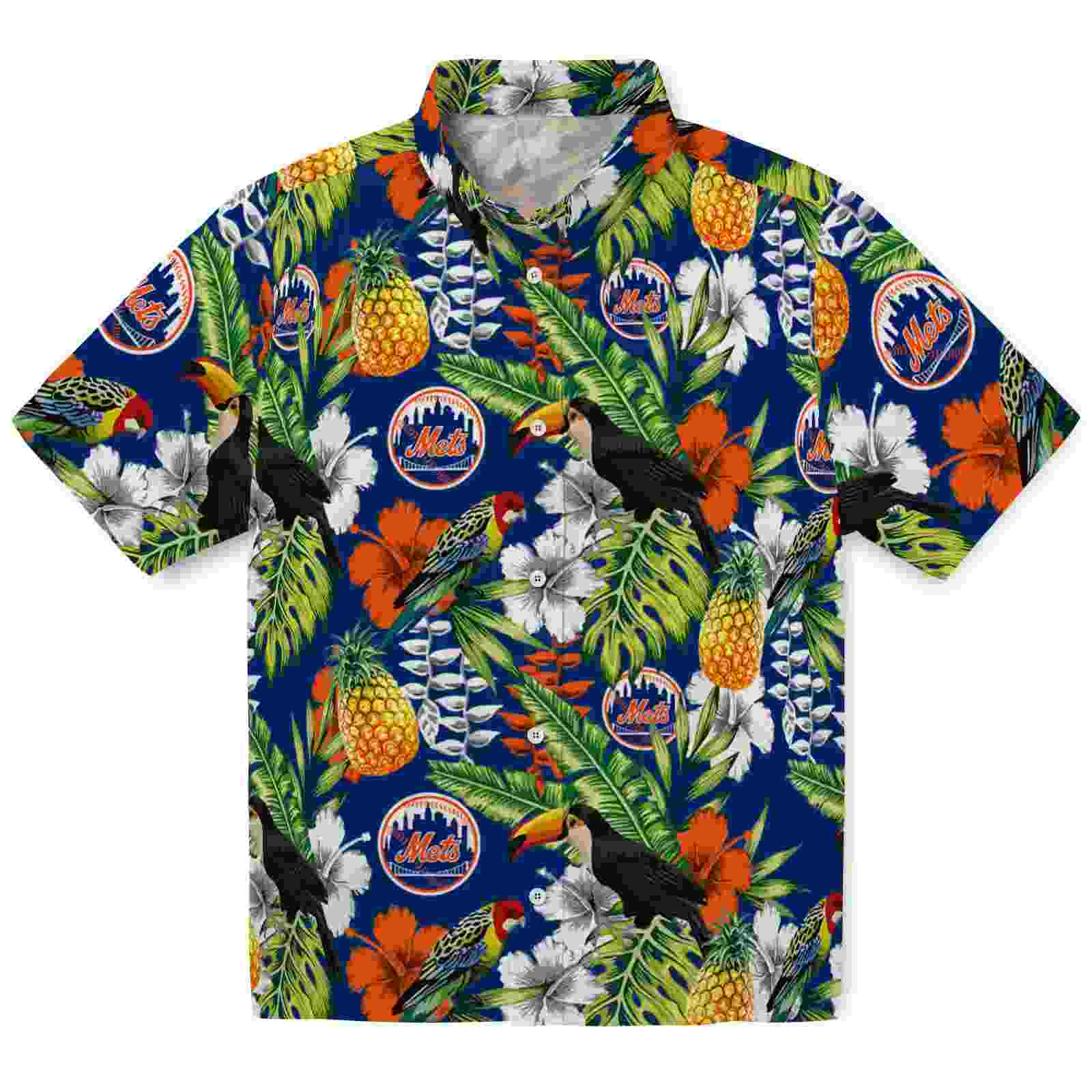 Personalized New York Mets Tropical Toucan Blue Green Hawaiian Shirt