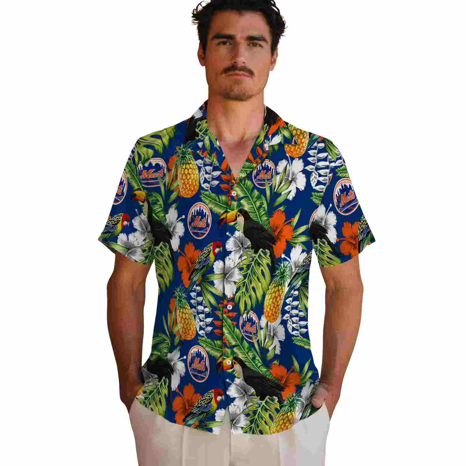 personalized new york mets tropical toucan blue green hawaiian shirt fashion forward