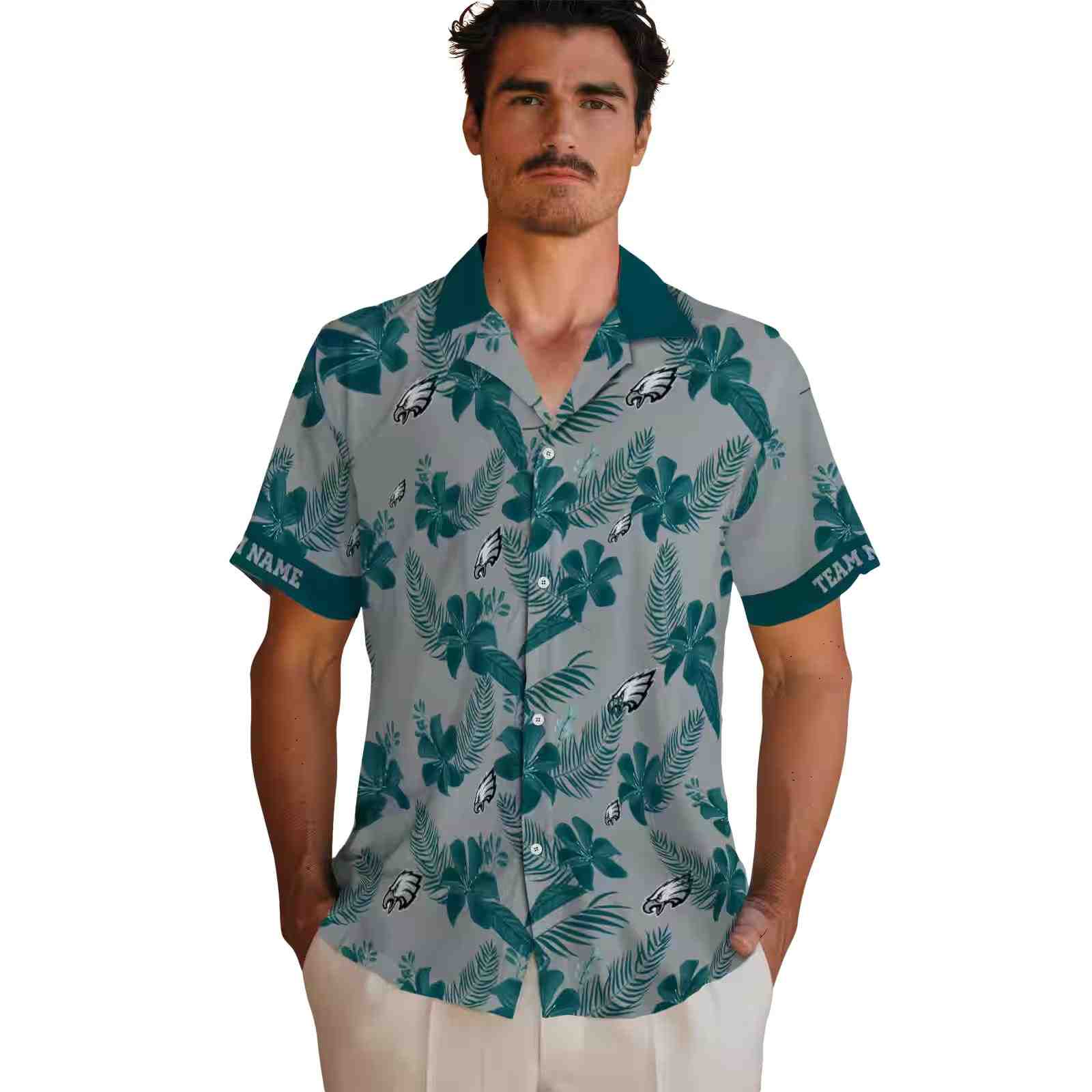 personalized philadelphia eagles botanical print silver hawaiian shirt fashion forward