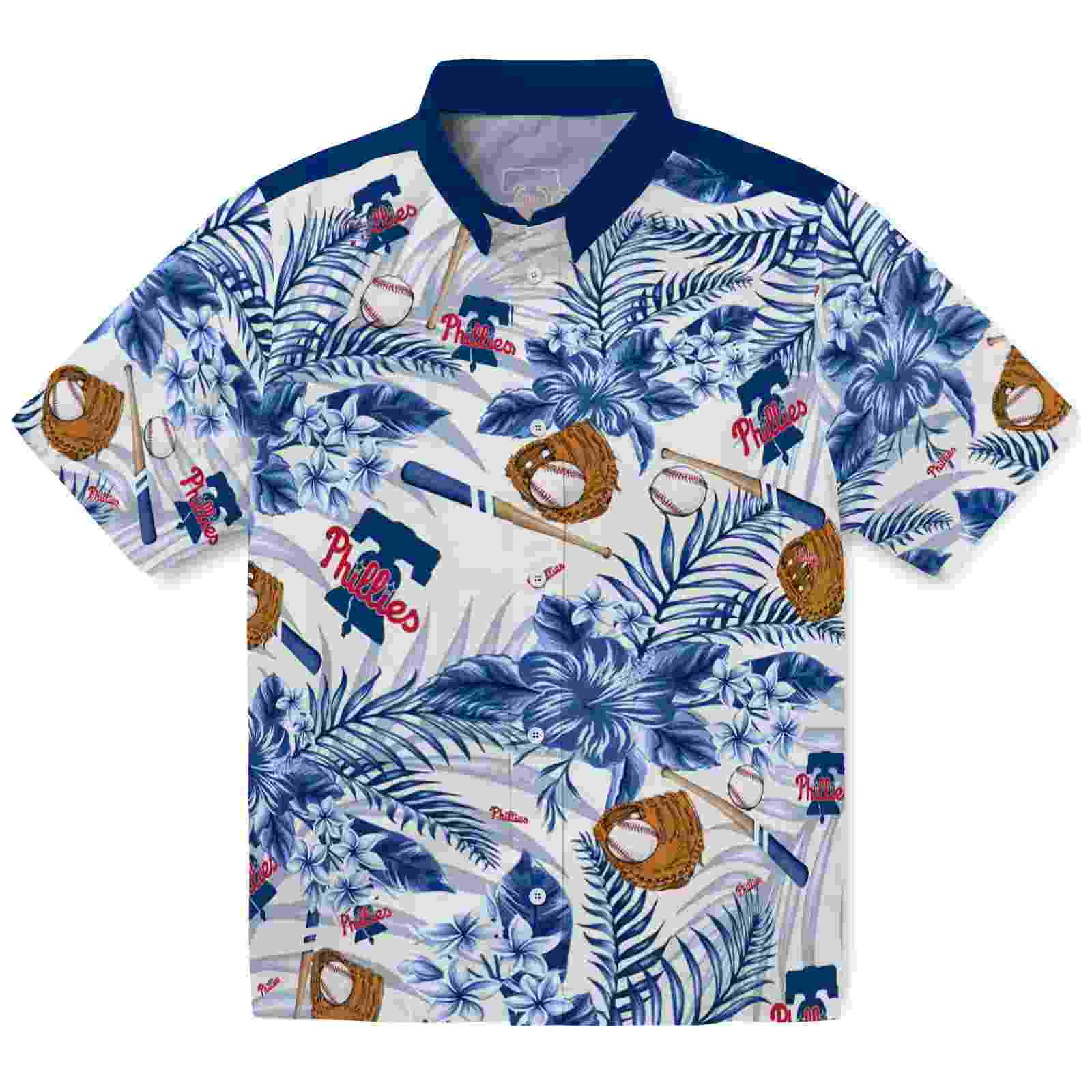 personalized philadelphia phillies floral baseball blue white hawaiian shirt best selling