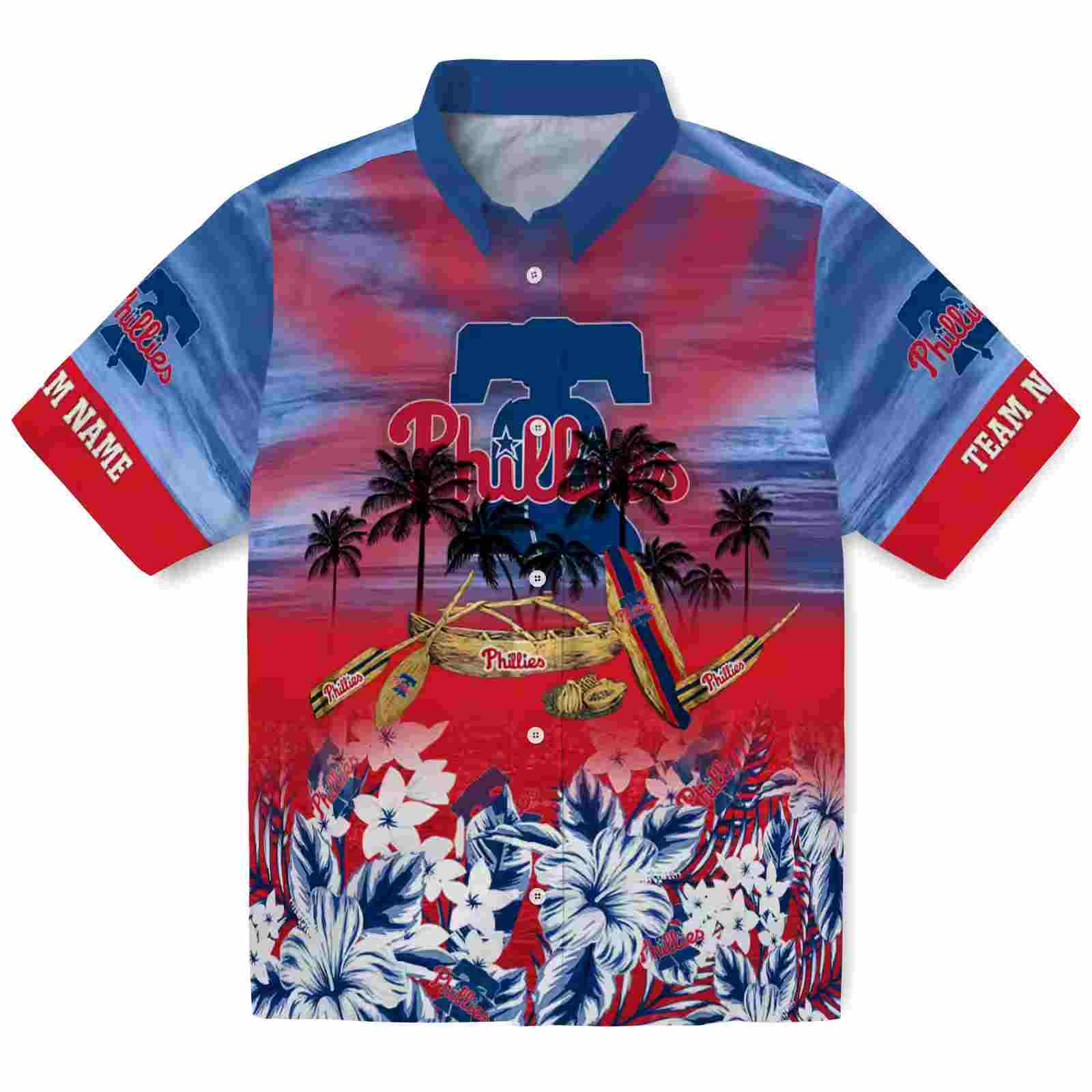 personalized philadelphia phillies tropical canoe blue hawaiian shirt best selling