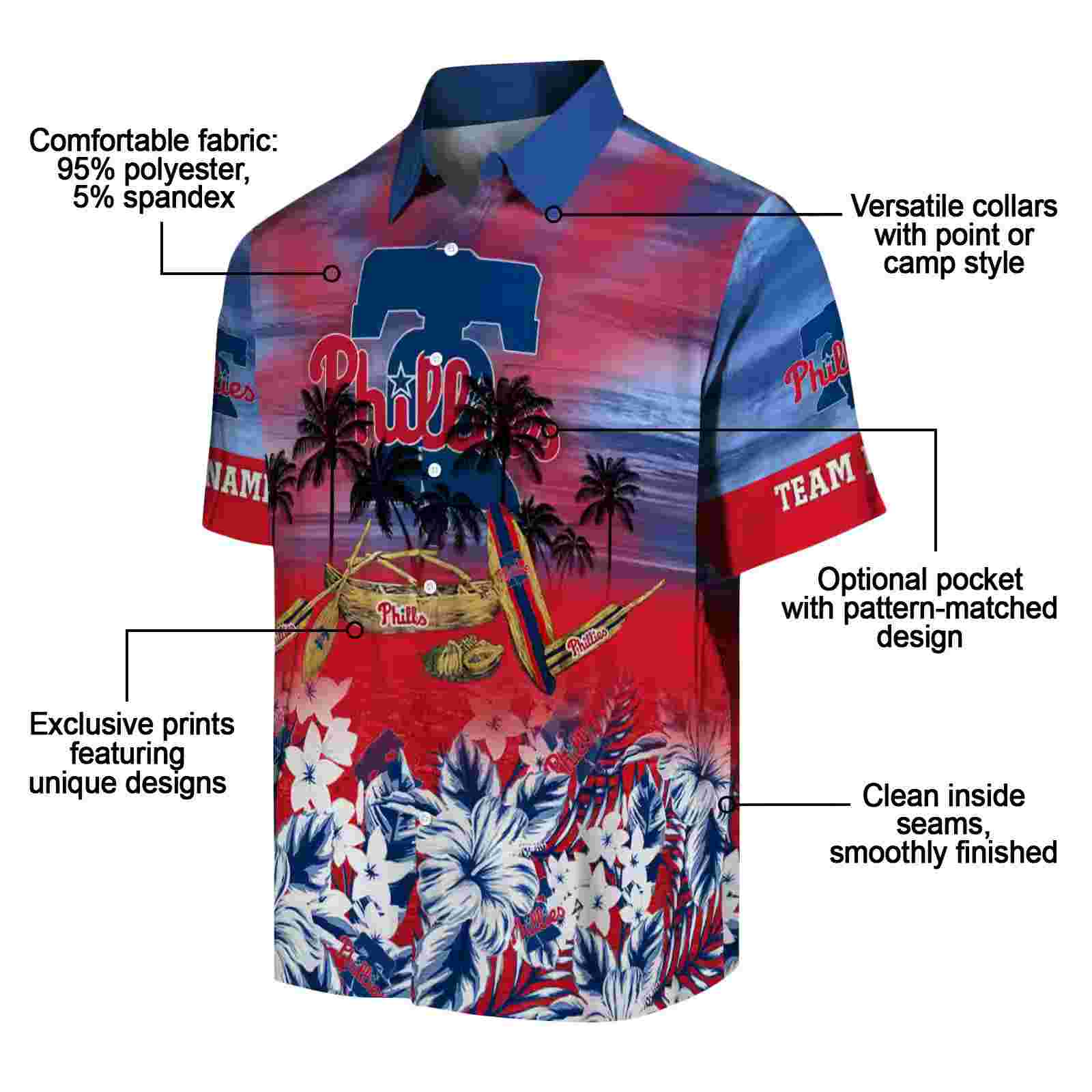 personalized philadelphia phillies tropical canoe blue hawaiian shirt new arrival