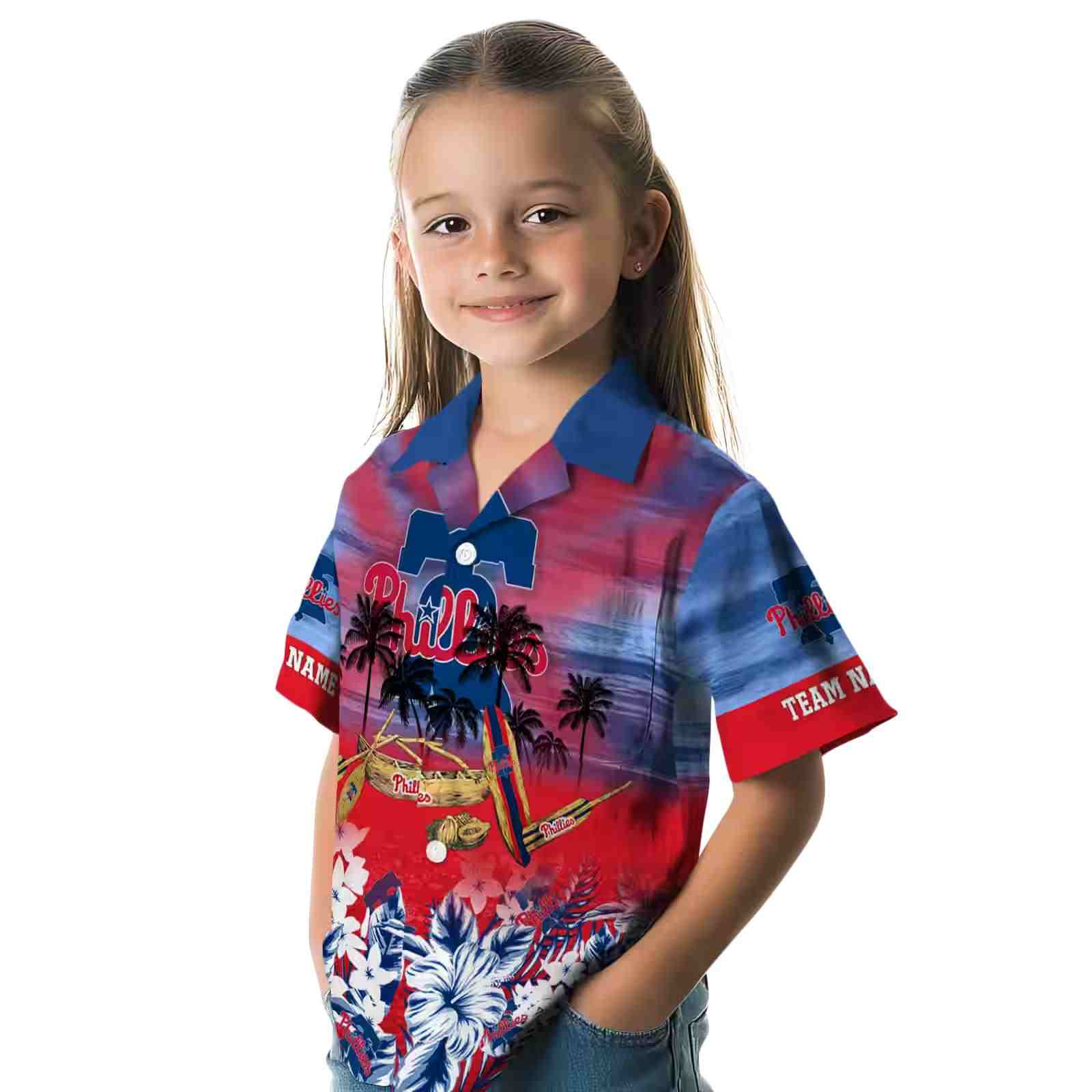 personalized philadelphia phillies tropical canoe blue hawaiian shirt premium grade