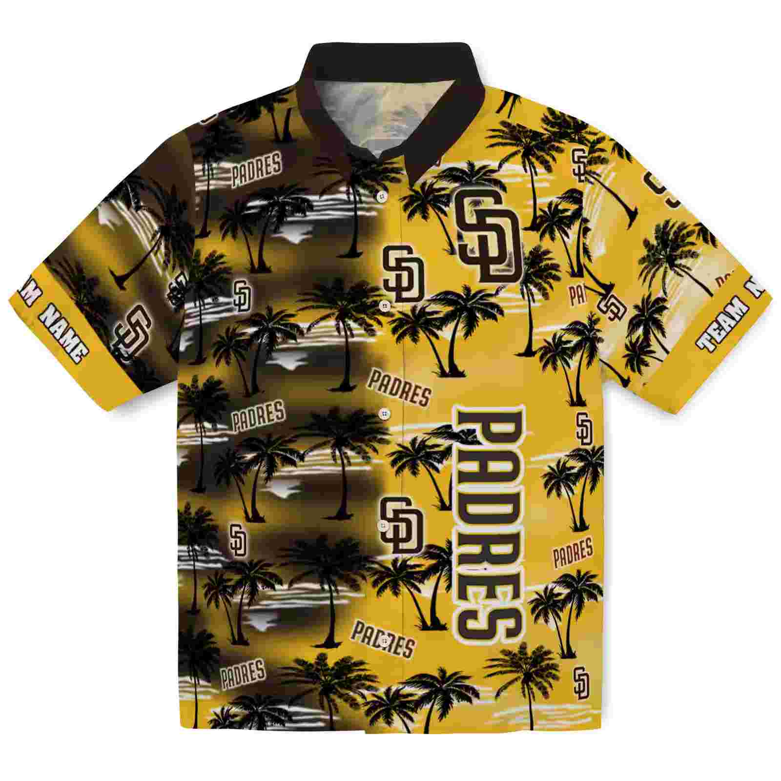 Personalized San Diego Padres Palm Silhouettes Brown Hawaiian Shirt