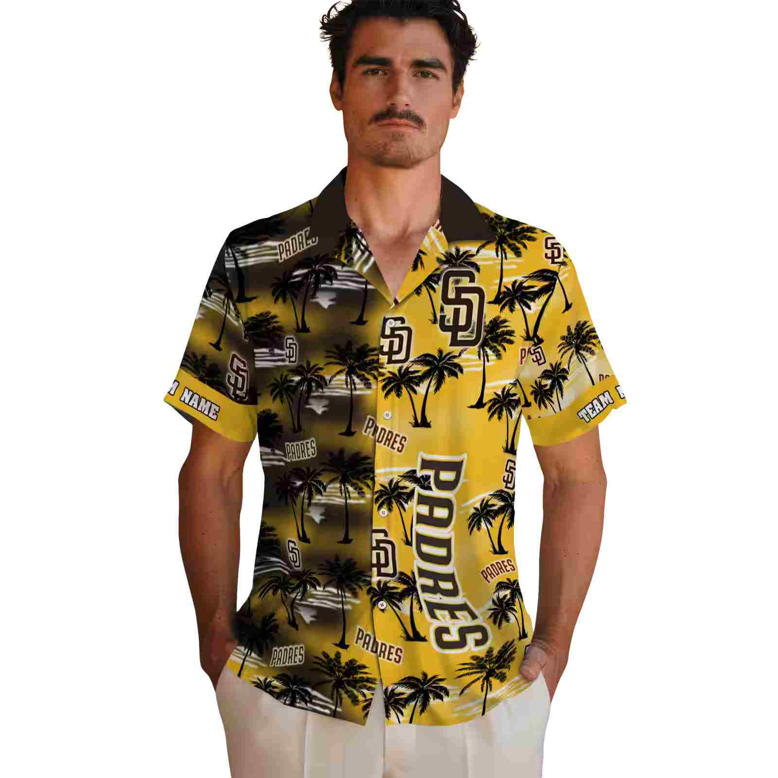 personalized san diego padres palm silhouettes brown hawaiian shirt fashion forward